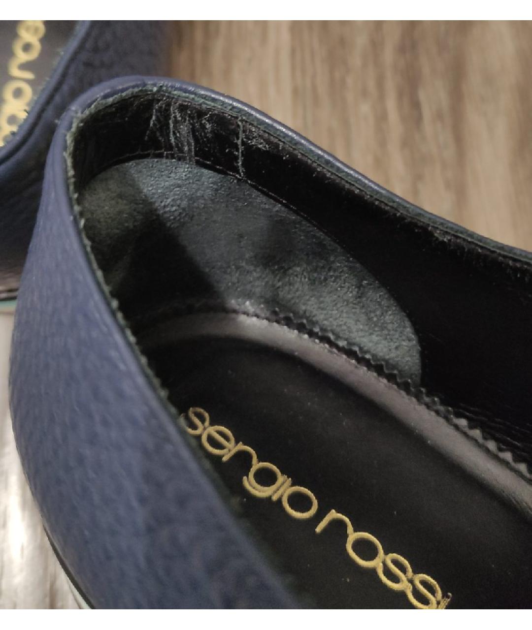 SERGIO ROSSI Синие кожаные низкие ботинки, фото 7