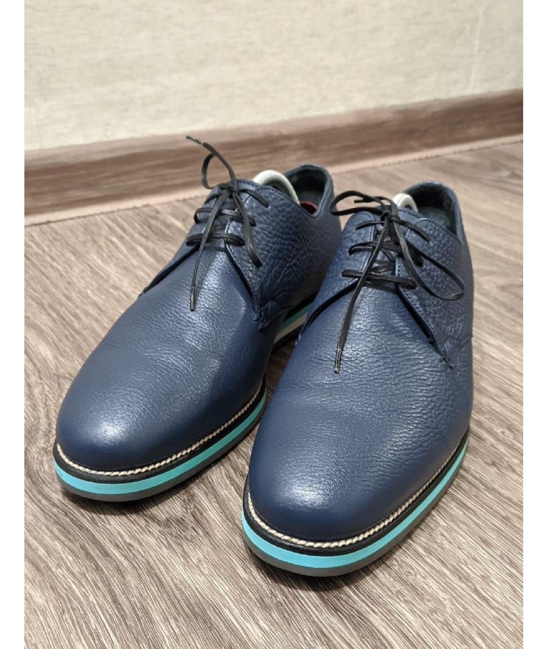 SERGIO ROSSI Синие кожаные низкие ботинки, фото 5