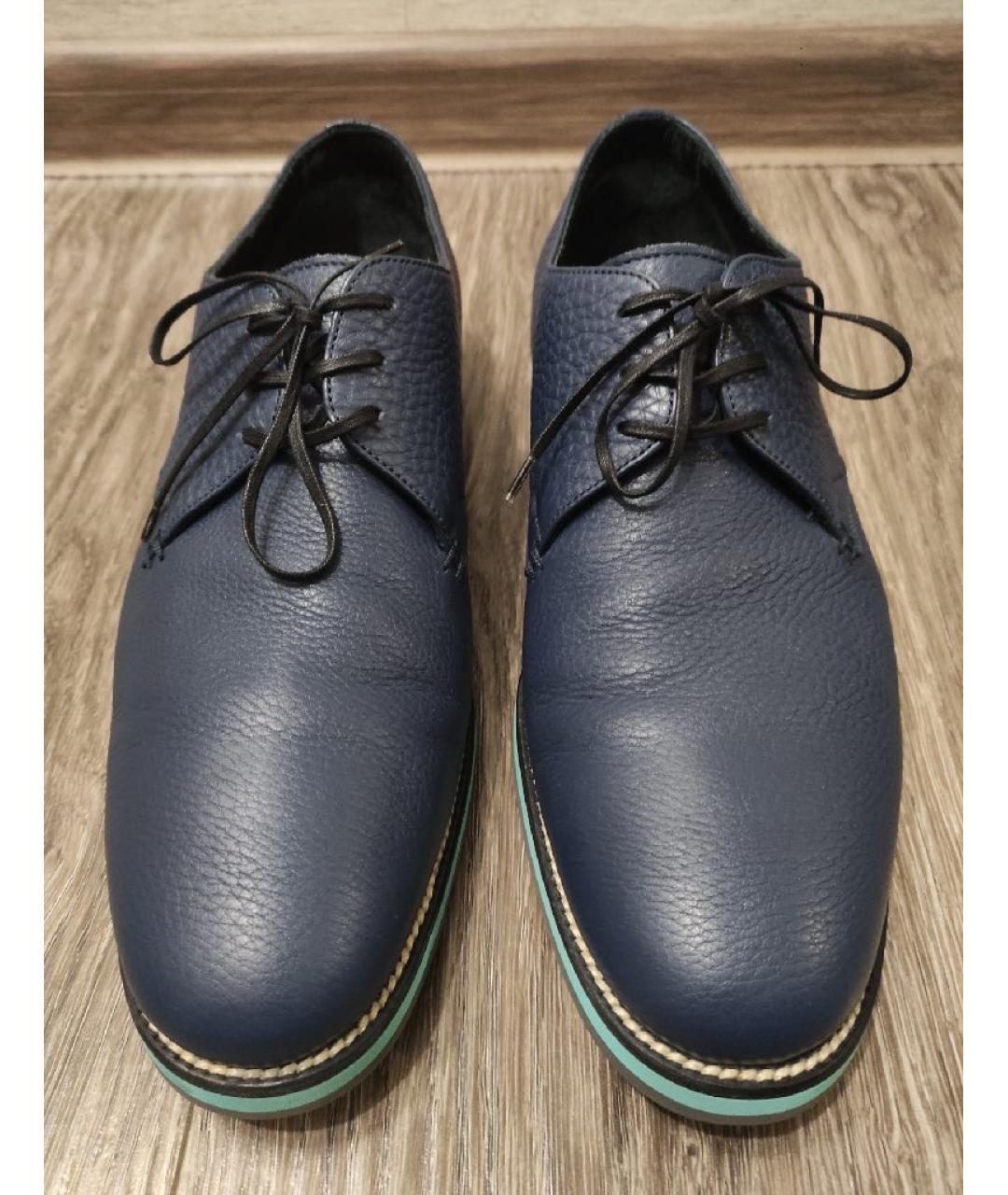 SERGIO ROSSI Синие кожаные низкие ботинки, фото 2