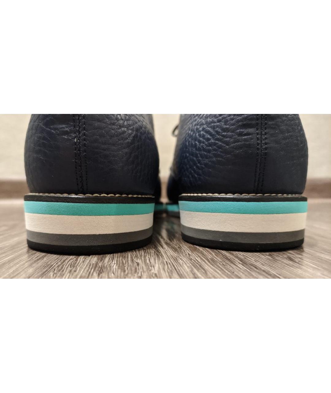 SERGIO ROSSI Синие кожаные низкие ботинки, фото 4