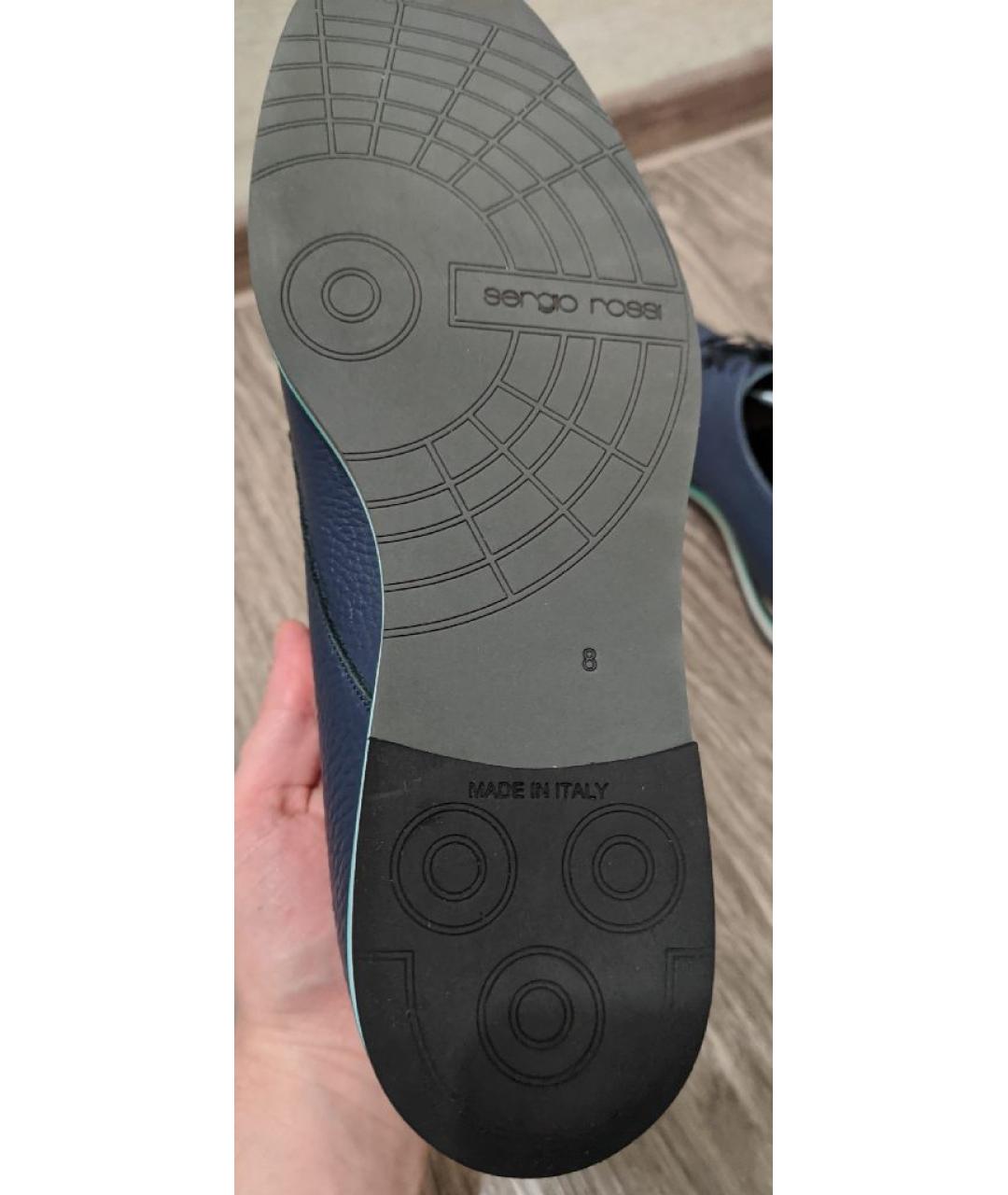 SERGIO ROSSI Синие кожаные низкие ботинки, фото 6
