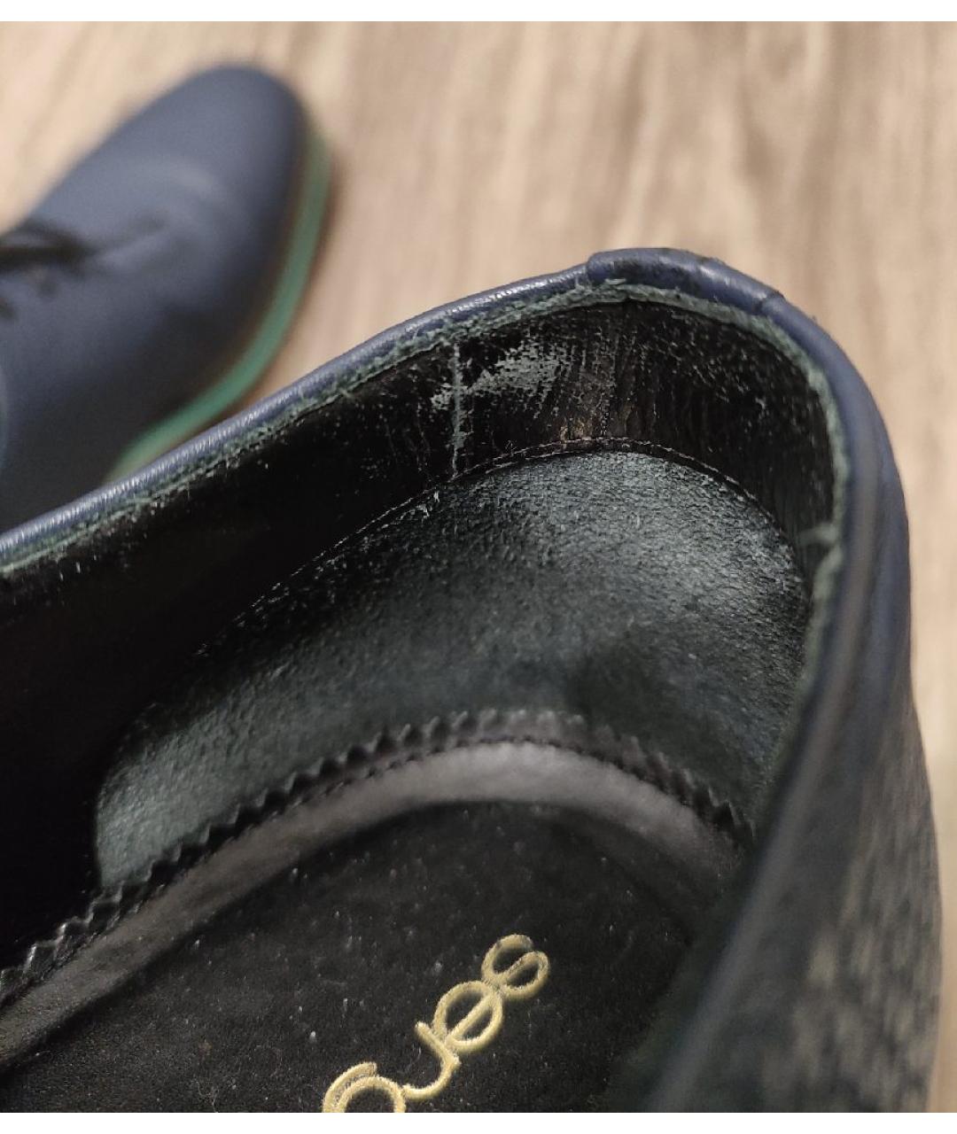 SERGIO ROSSI Синие кожаные низкие ботинки, фото 8