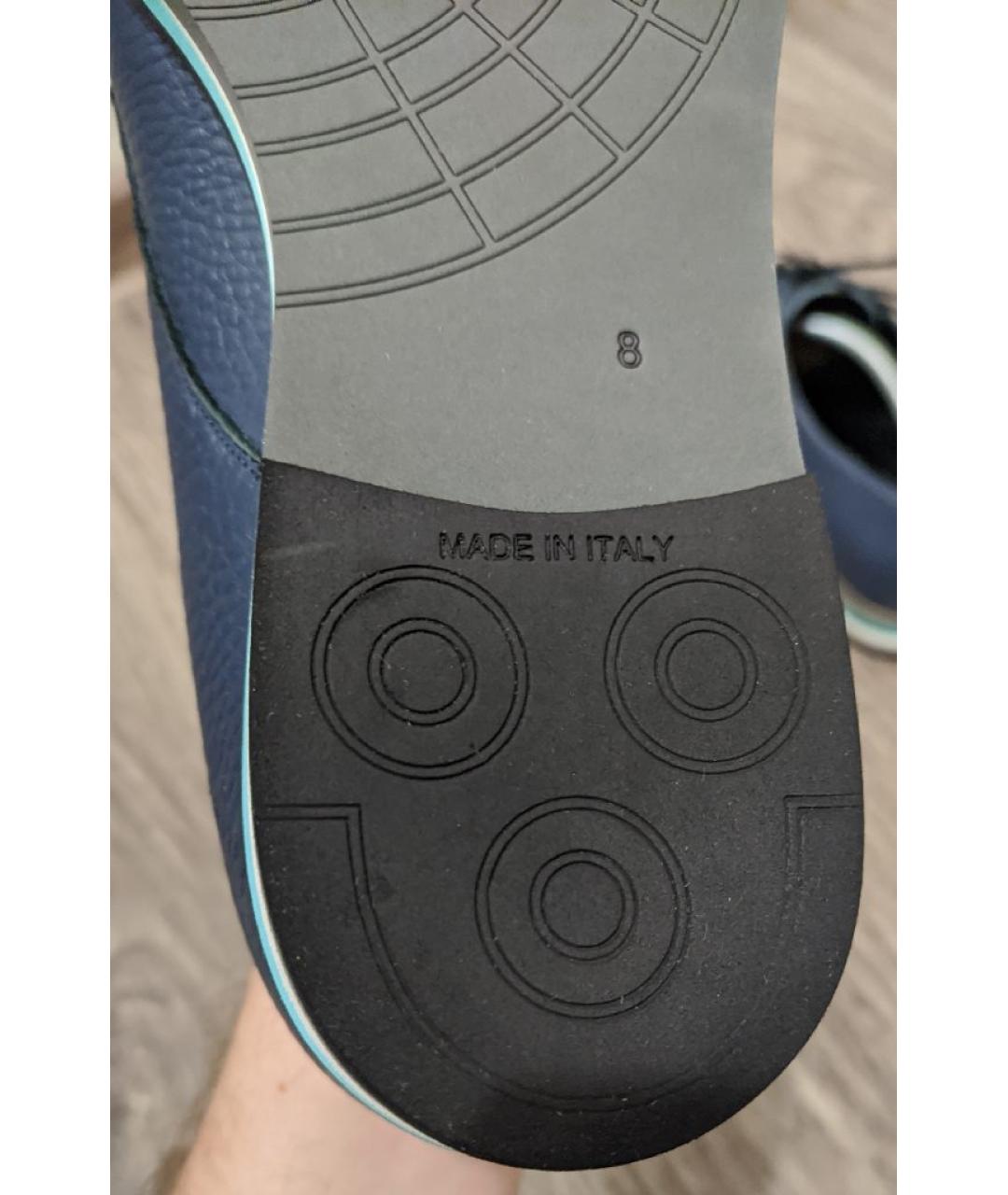 SERGIO ROSSI Синие кожаные низкие ботинки, фото 9