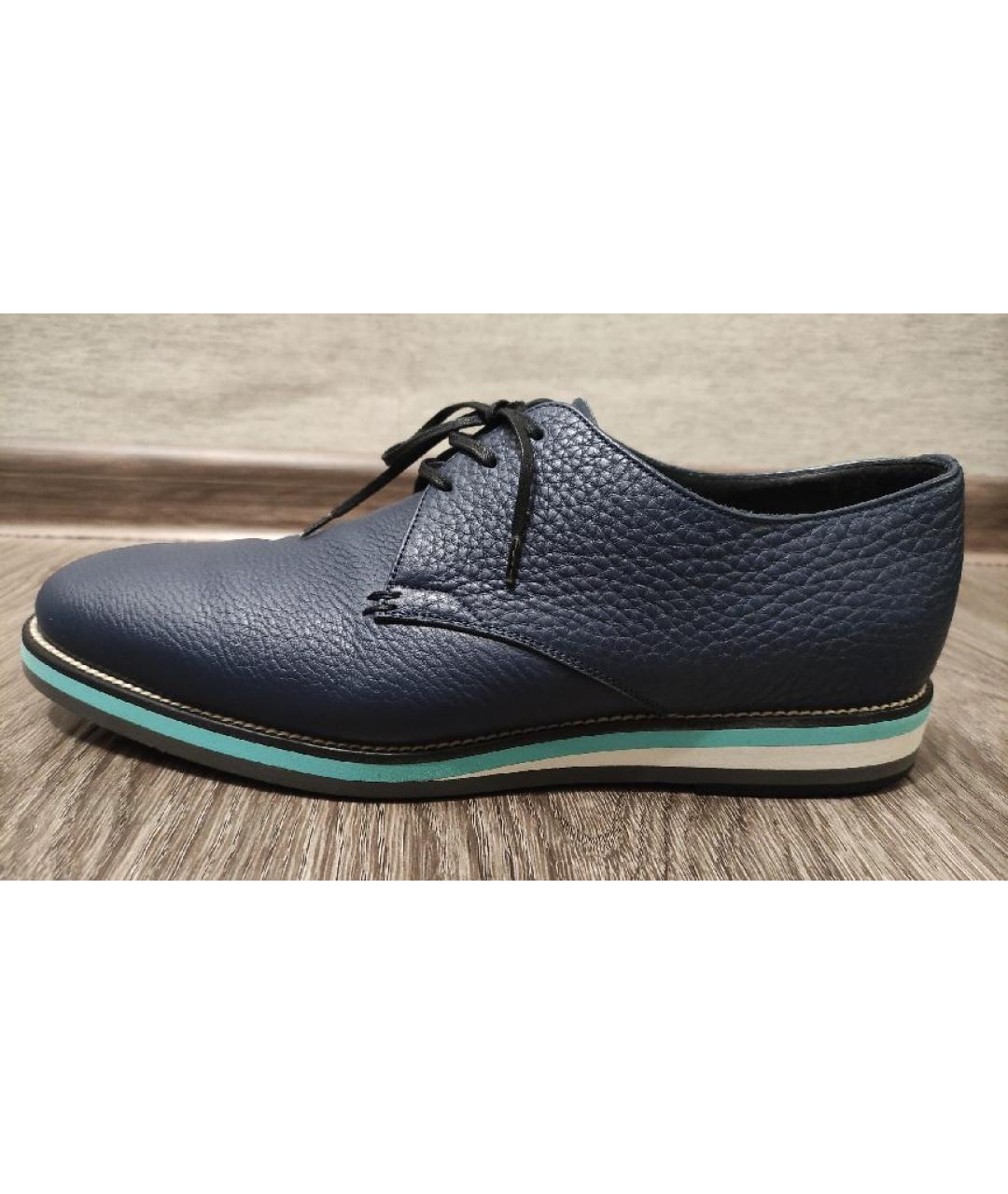 SERGIO ROSSI Синие кожаные низкие ботинки, фото 10