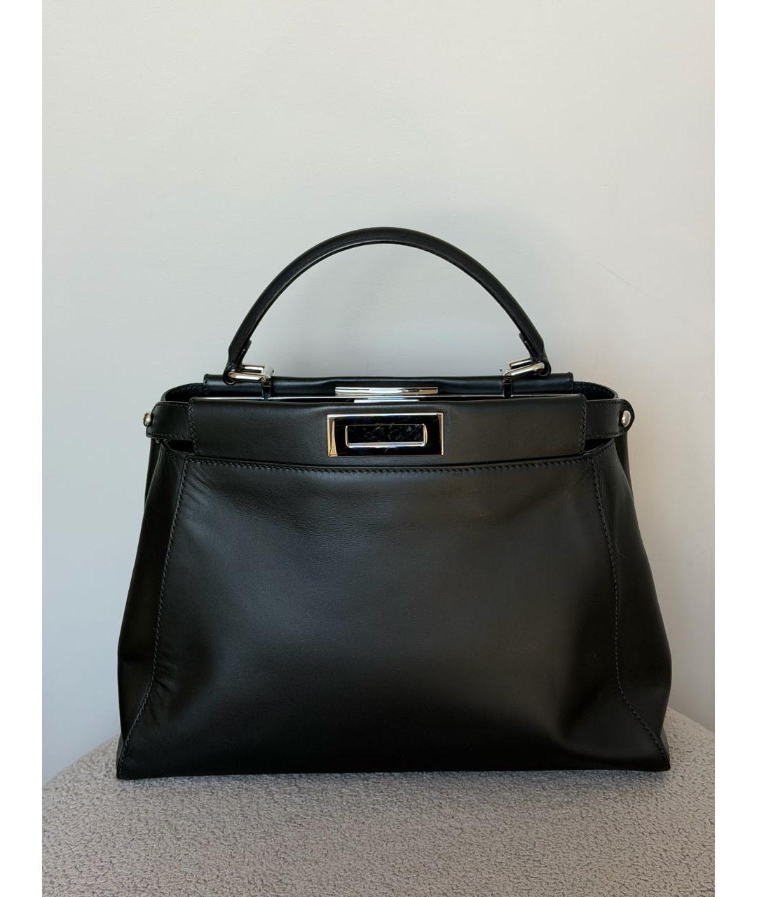 FENDI Черная кожаная сумка с короткими ручками, фото 2