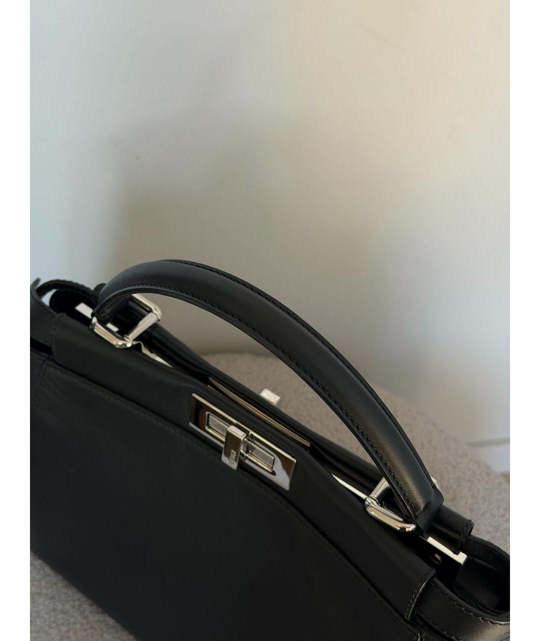 FENDI Черная кожаная сумка с короткими ручками, фото 7