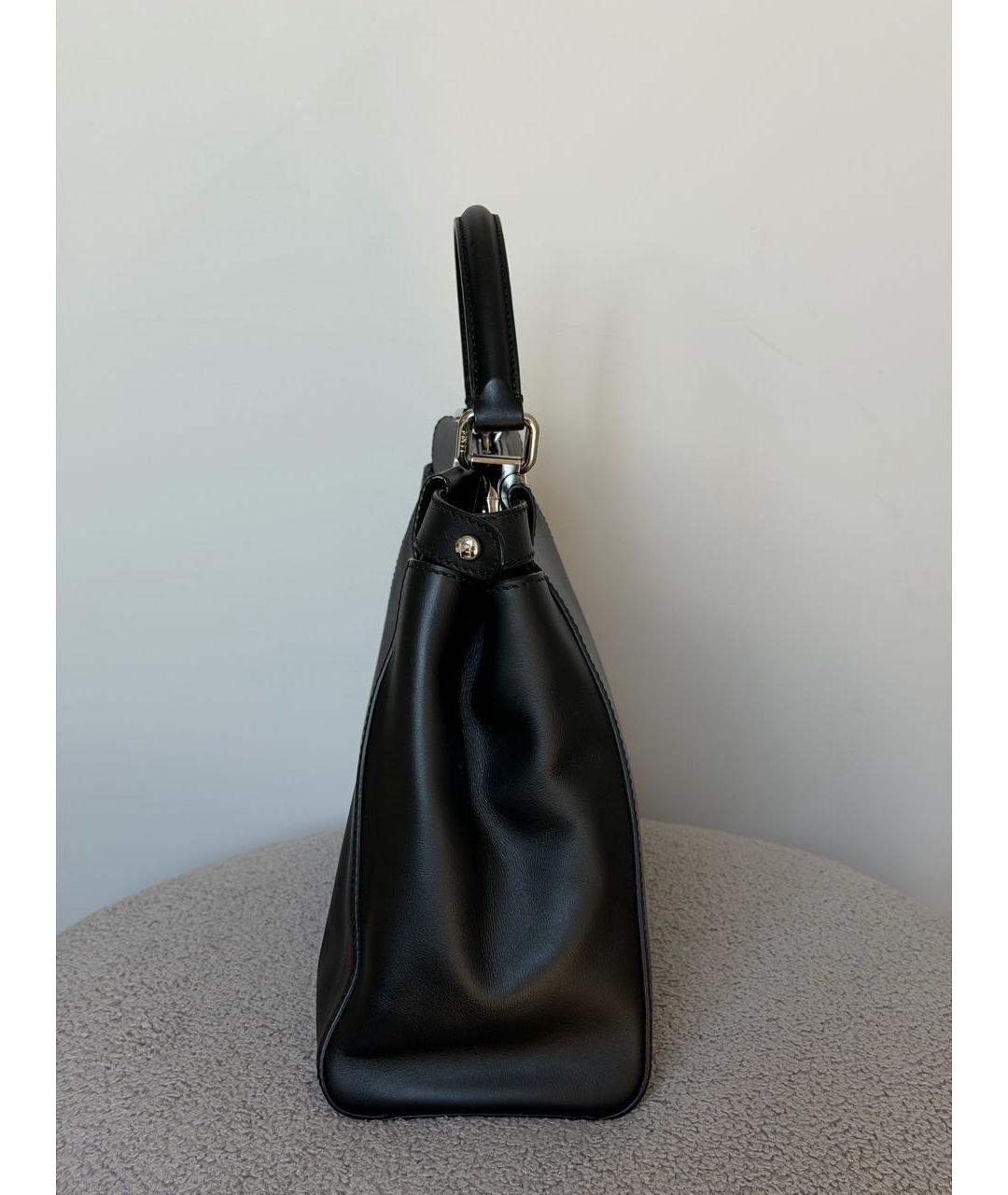 FENDI Черная кожаная сумка с короткими ручками, фото 5