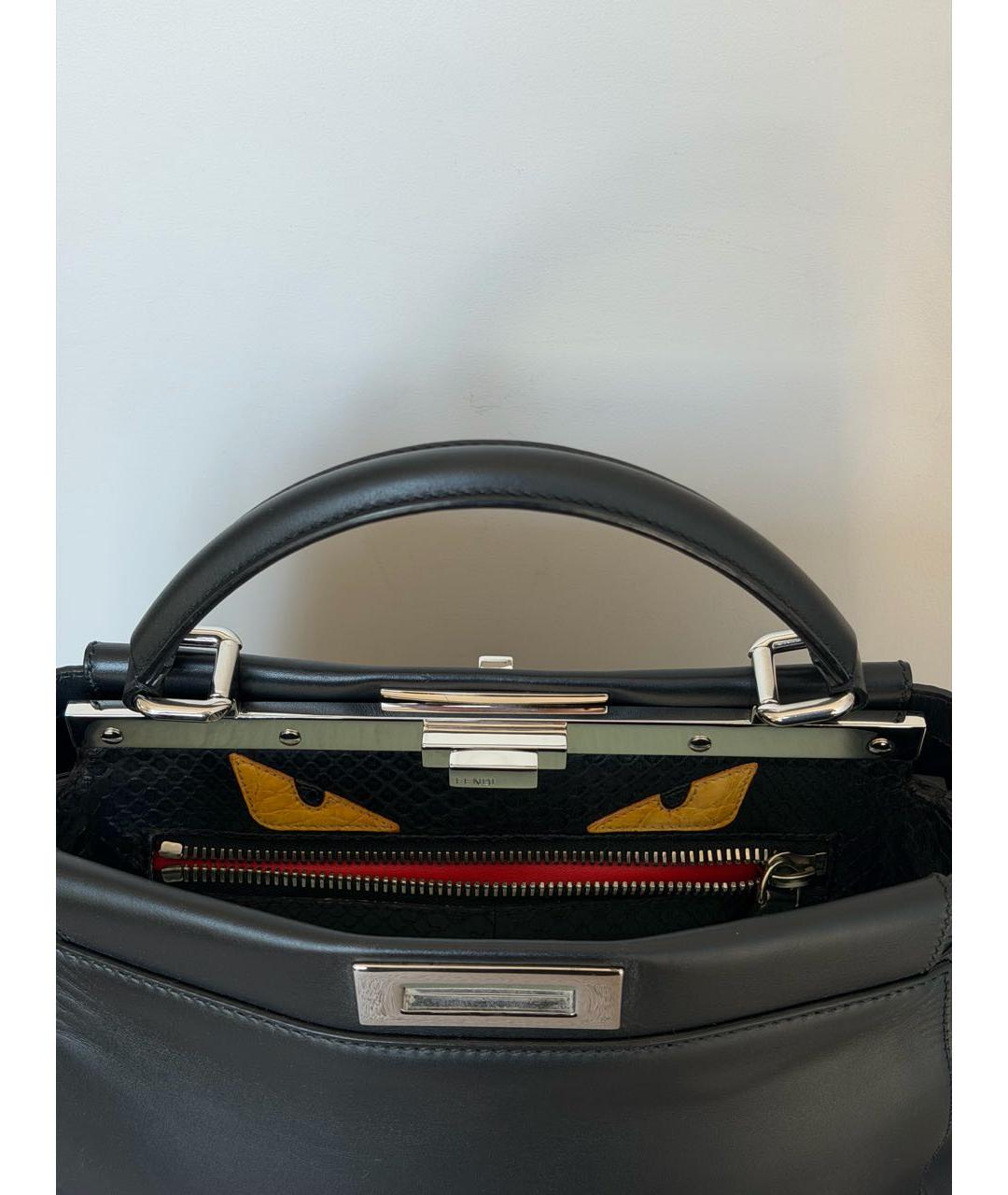 FENDI Черная кожаная сумка с короткими ручками, фото 3