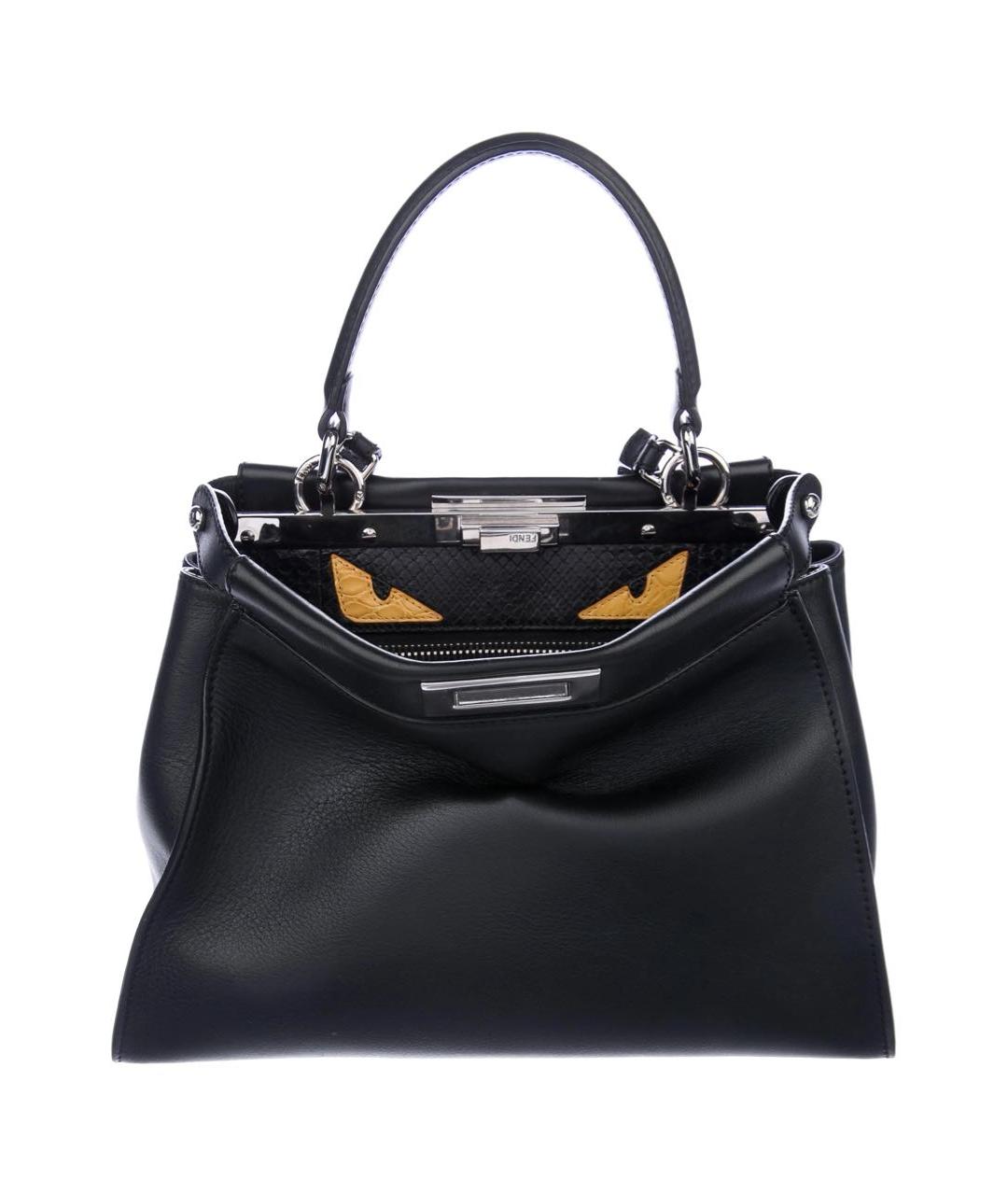 FENDI Черная кожаная сумка с короткими ручками, фото 9