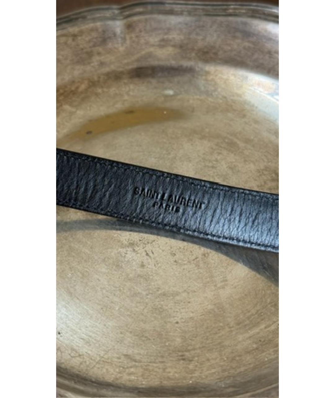SAINT LAURENT Черный кожаный ремень, фото 5