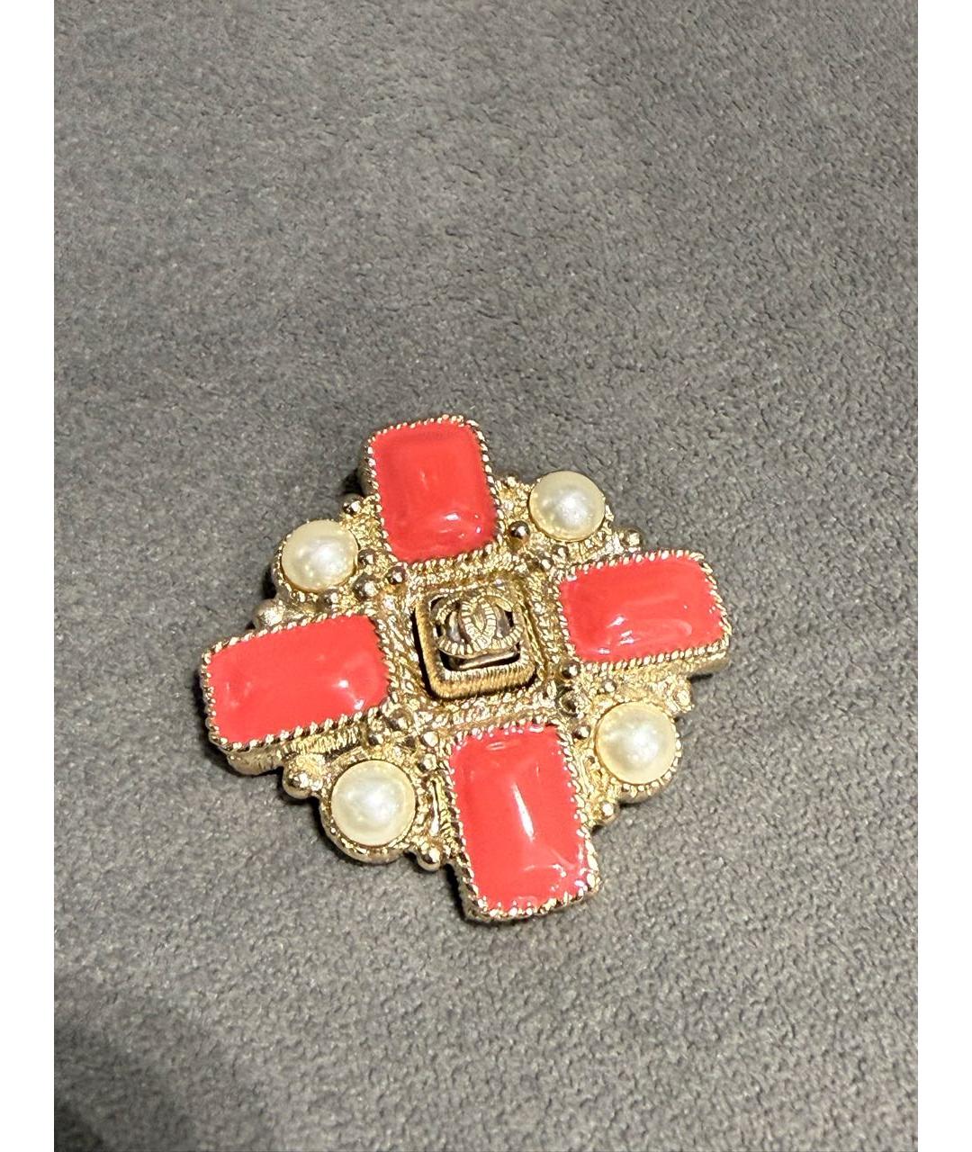 CHANEL Коралловая металлическая булавка / брошь, фото 5