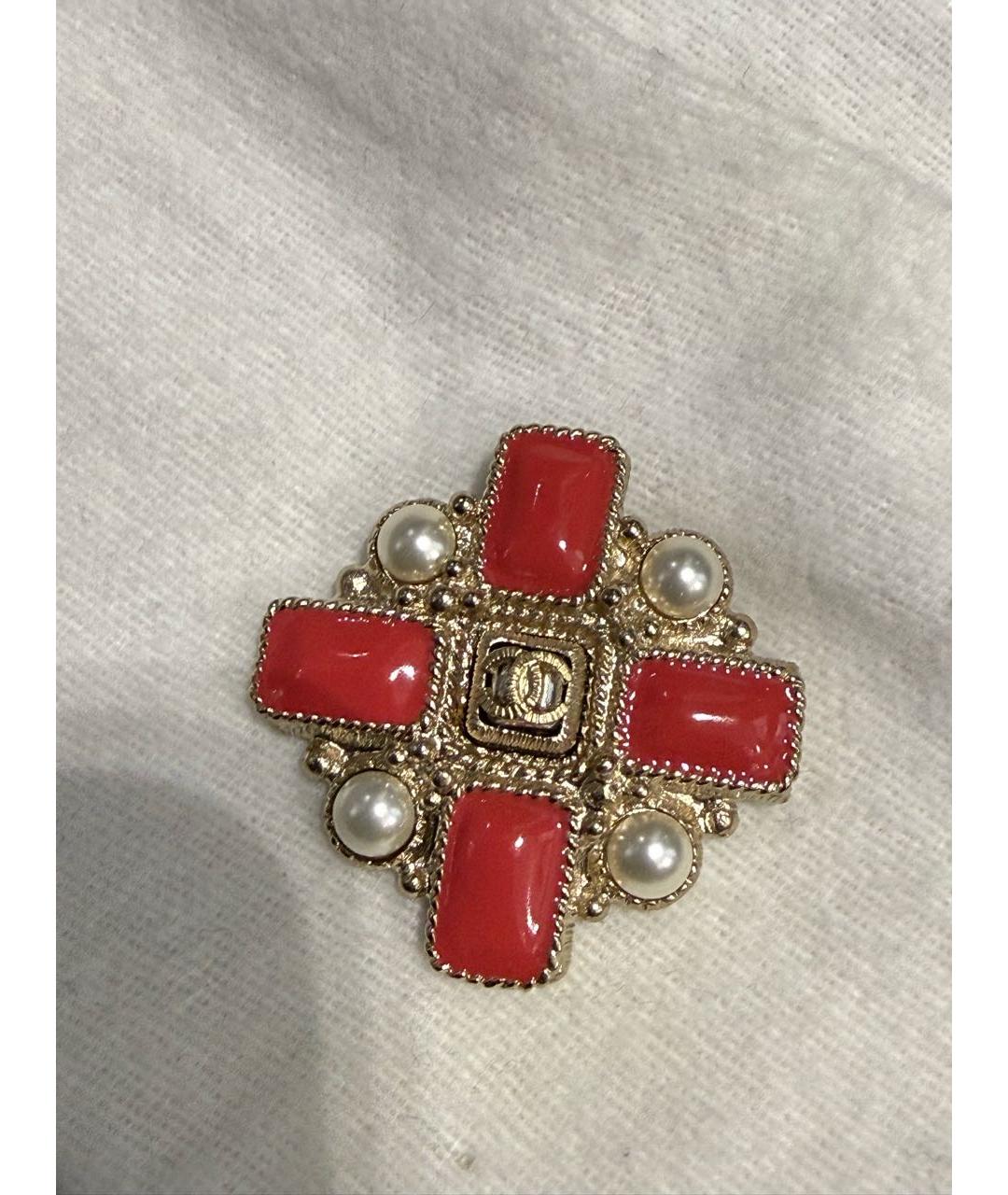 CHANEL Коралловая металлическая булавка / брошь, фото 4