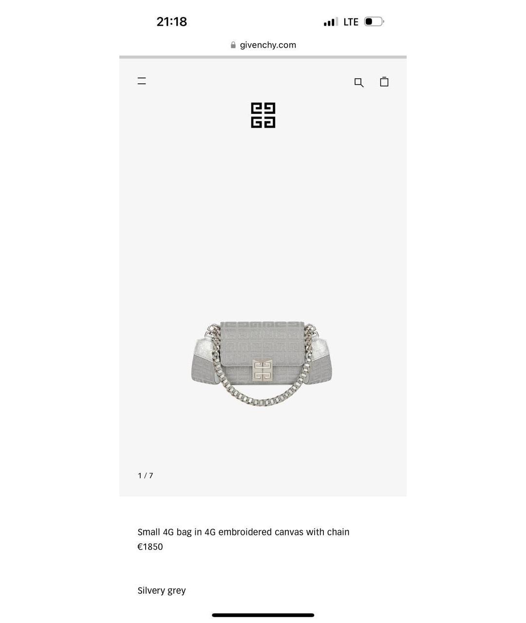 GIVENCHY Серебряная жаккардовая сумка через плечо, фото 5