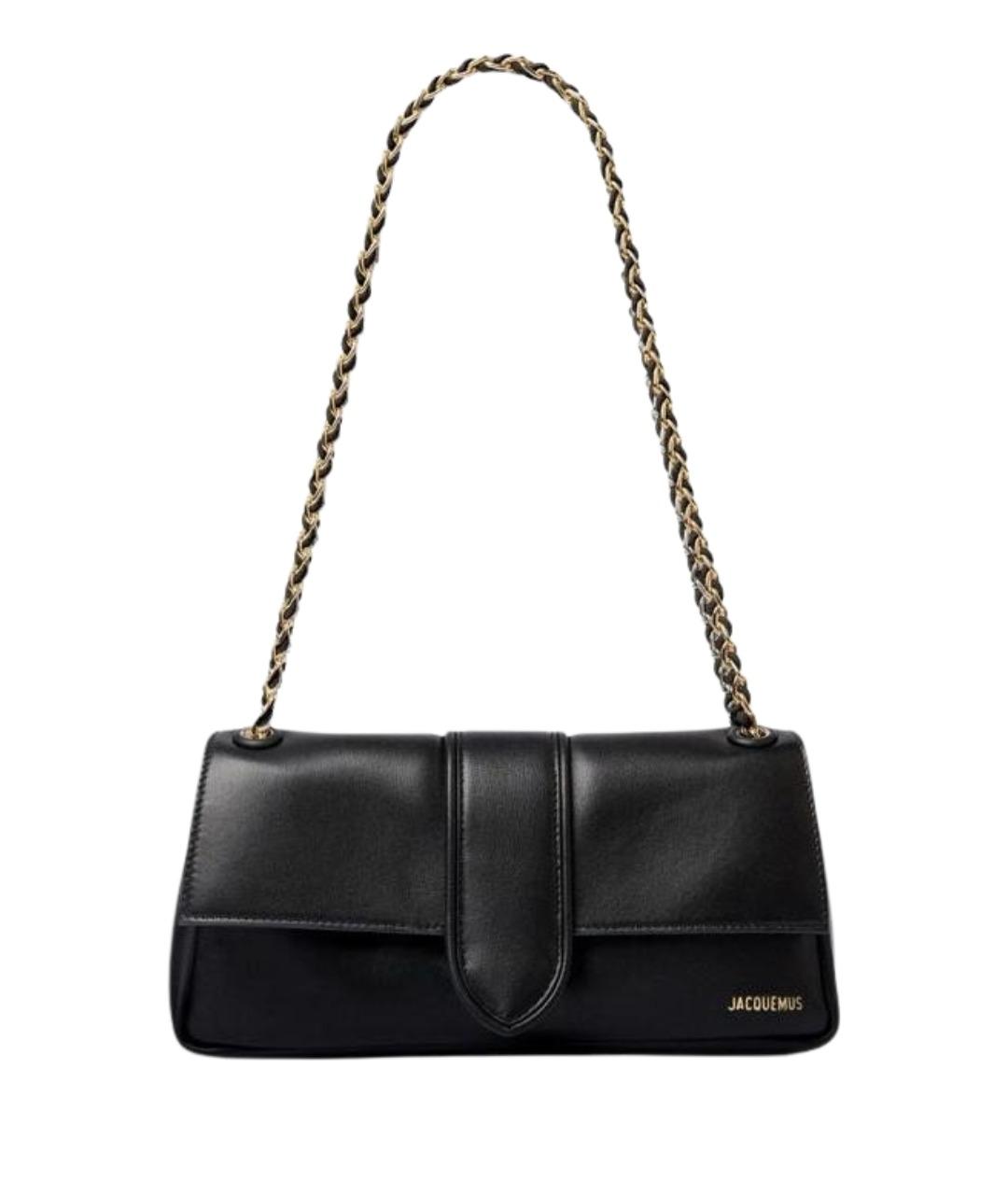 JACQUEMUS Черная кожаная сумка с короткими ручками, фото 1