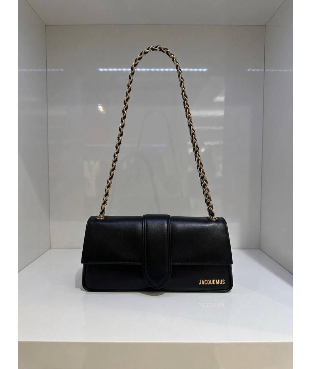 JACQUEMUS Черная кожаная сумка с короткими ручками, фото 2