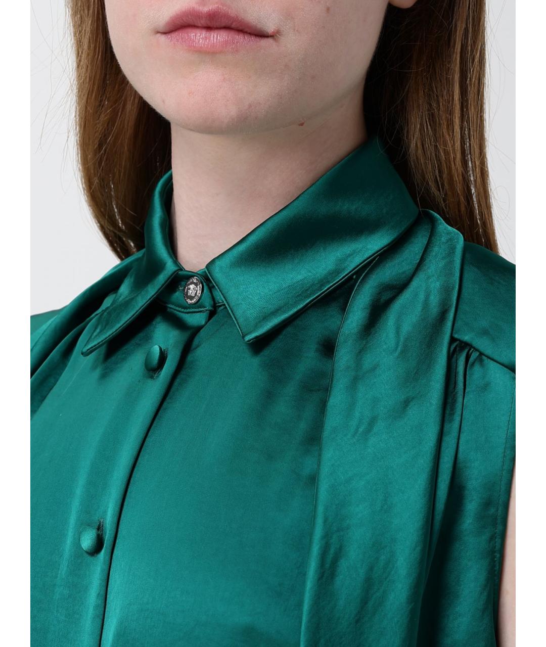 VERSACE Бирюзовая полиэстеровая рубашка, фото 5