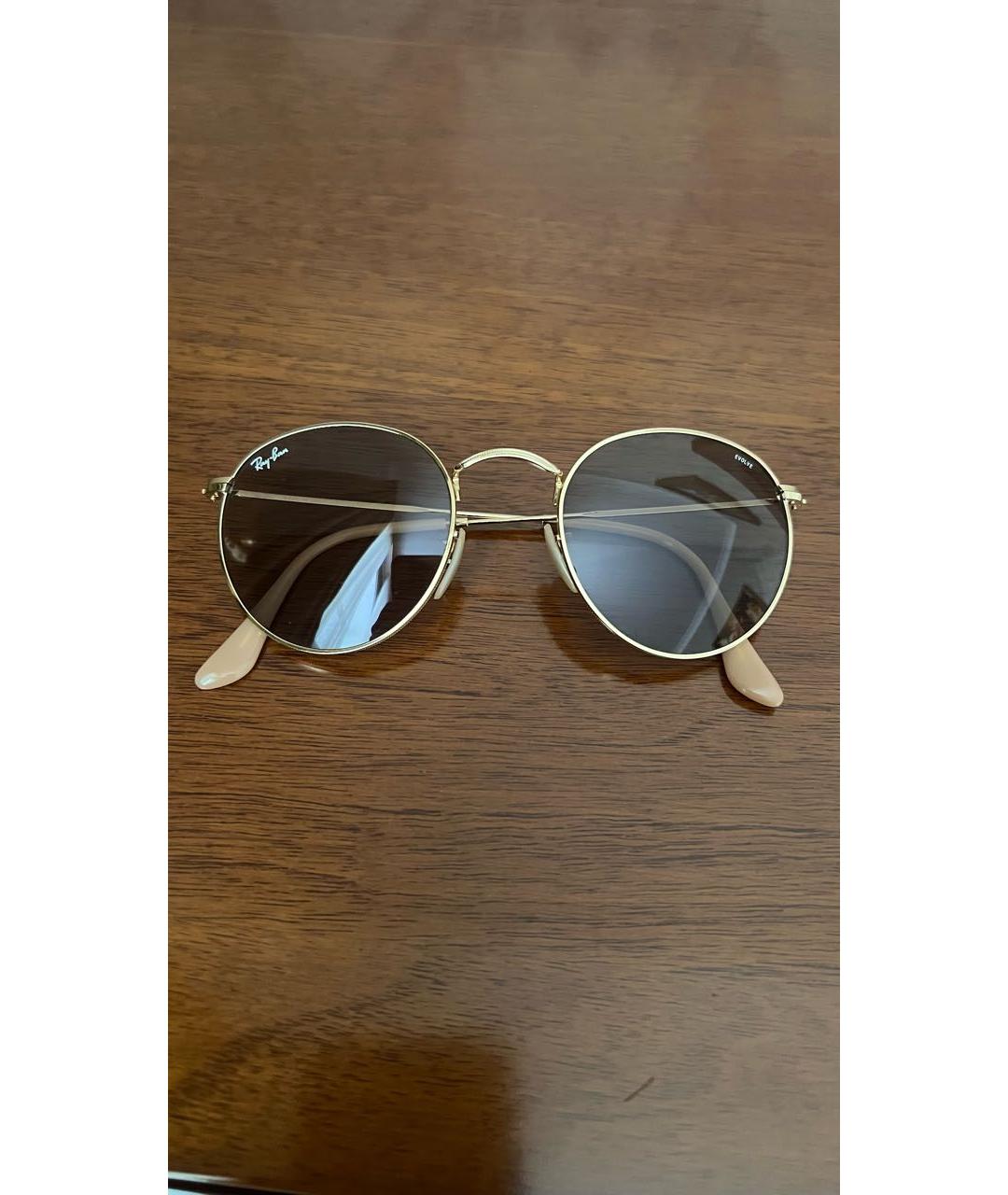 RAY BAN Коричневые металлические солнцезащитные очки, фото 7