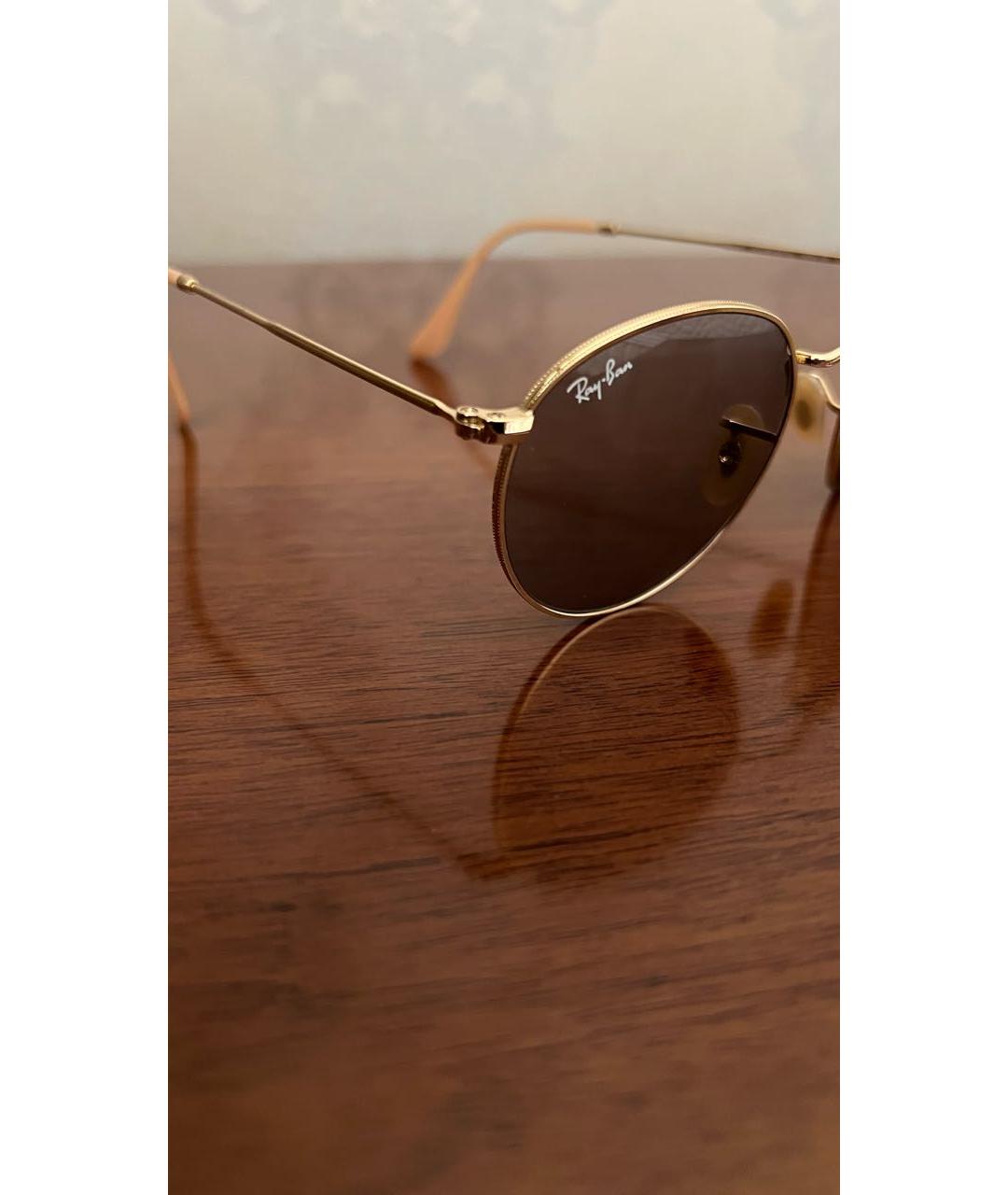 RAY BAN Коричневые металлические солнцезащитные очки, фото 3