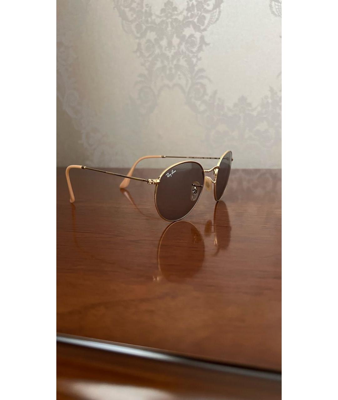 RAY BAN Коричневые металлические солнцезащитные очки, фото 2