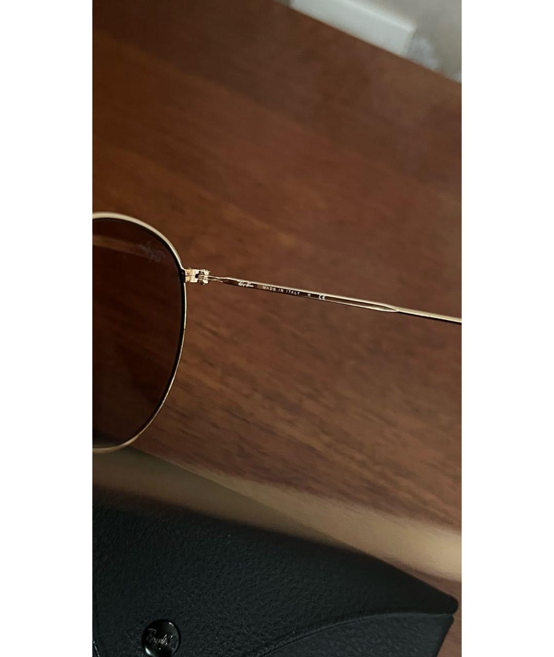 RAY BAN Коричневые металлические солнцезащитные очки, фото 6