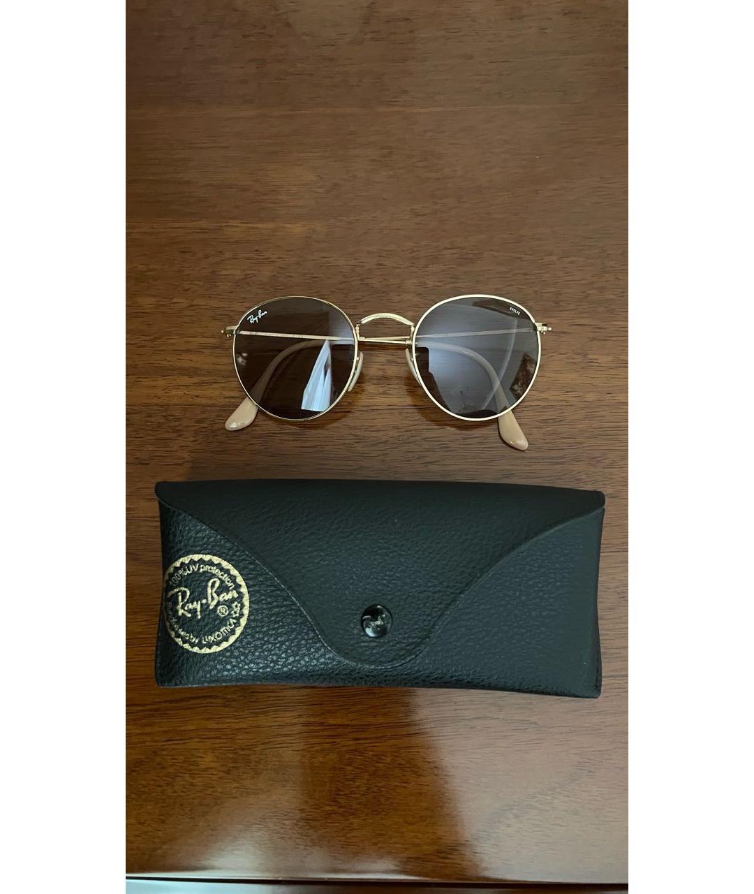 RAY BAN Коричневые металлические солнцезащитные очки, фото 4