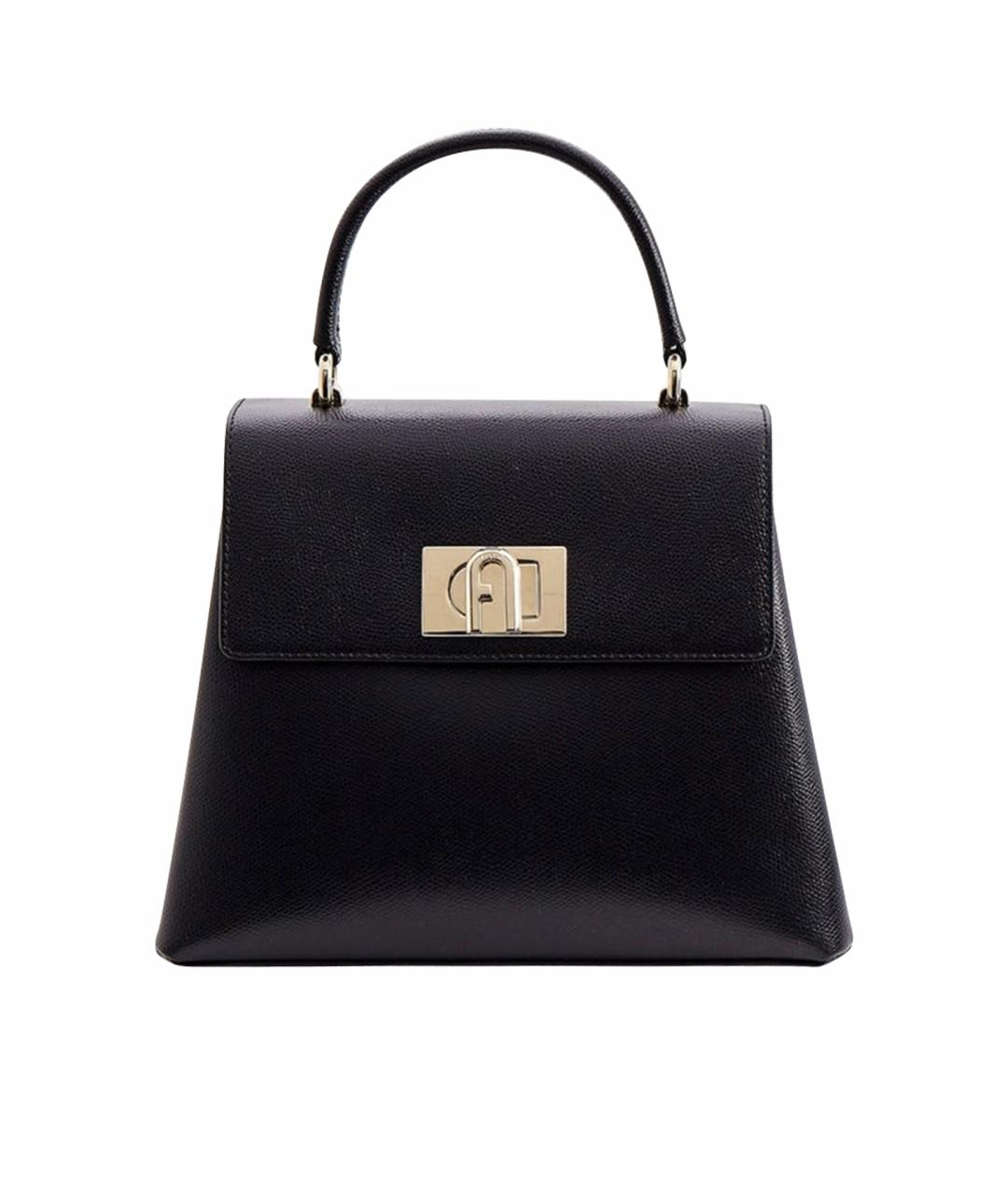 FURLA Черная кожаная сумка с короткими ручками, фото 6