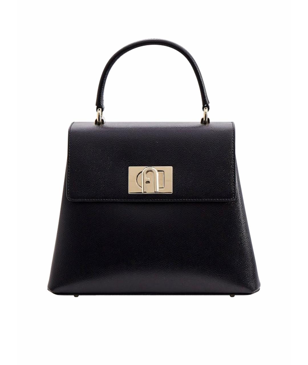 FURLA Черная кожаная сумка с короткими ручками, фото 1