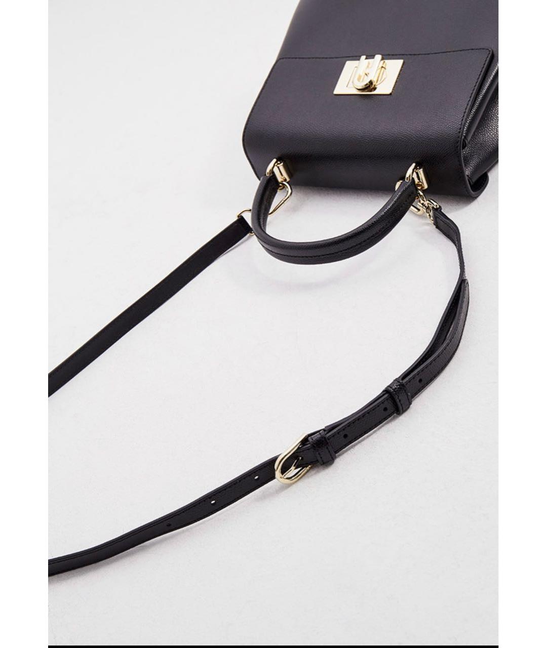 FURLA Черная кожаная сумка с короткими ручками, фото 5