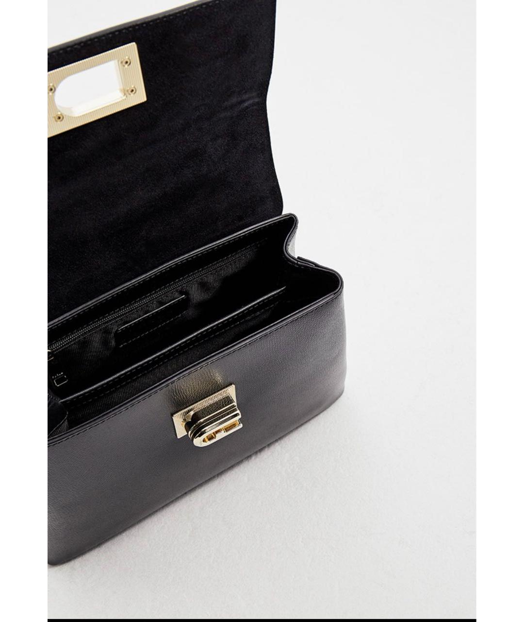 FURLA Черная кожаная сумка с короткими ручками, фото 4