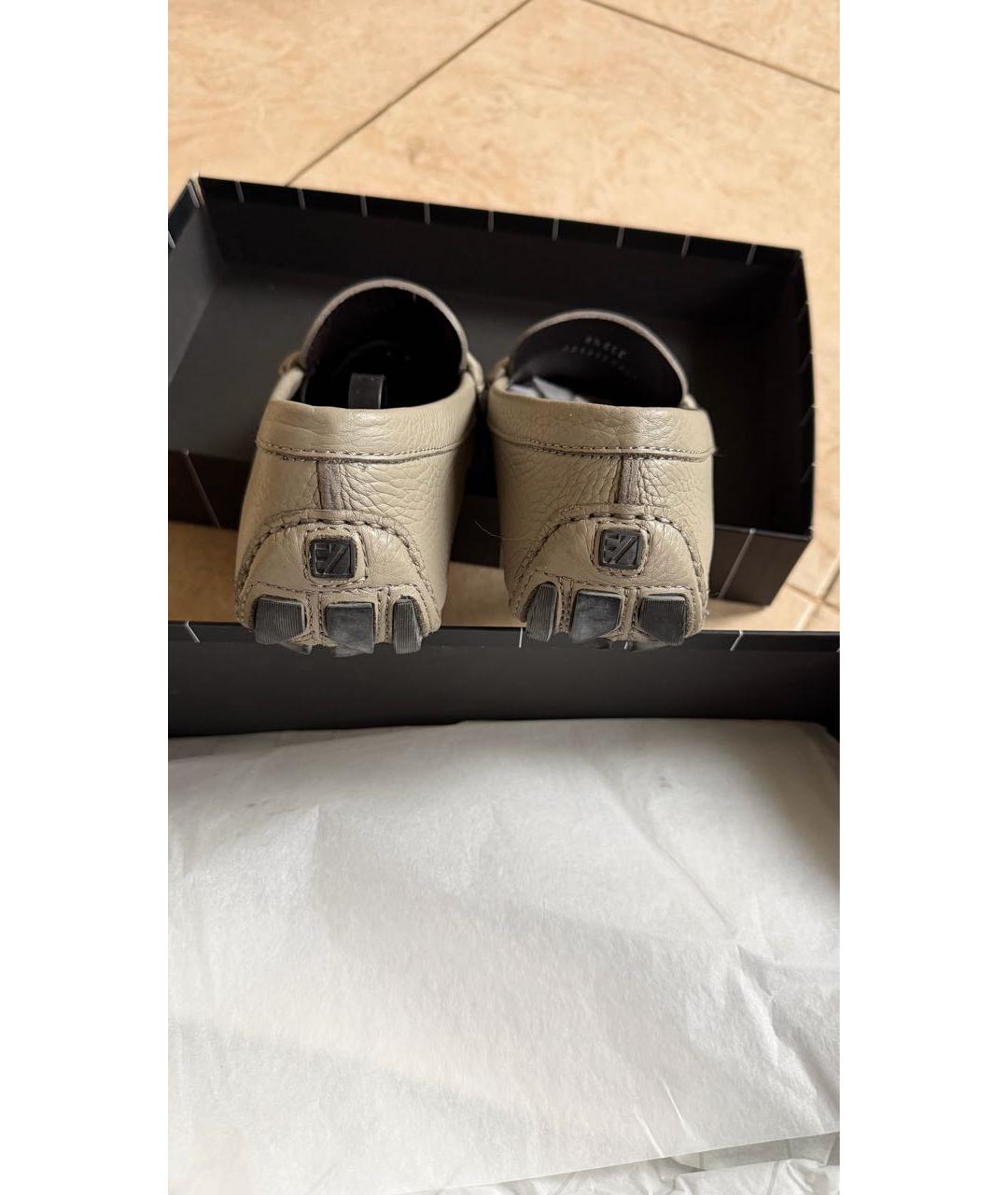 ERMENEGILDO ZEGNA XXX Бежевые кожаные мокасины, фото 4