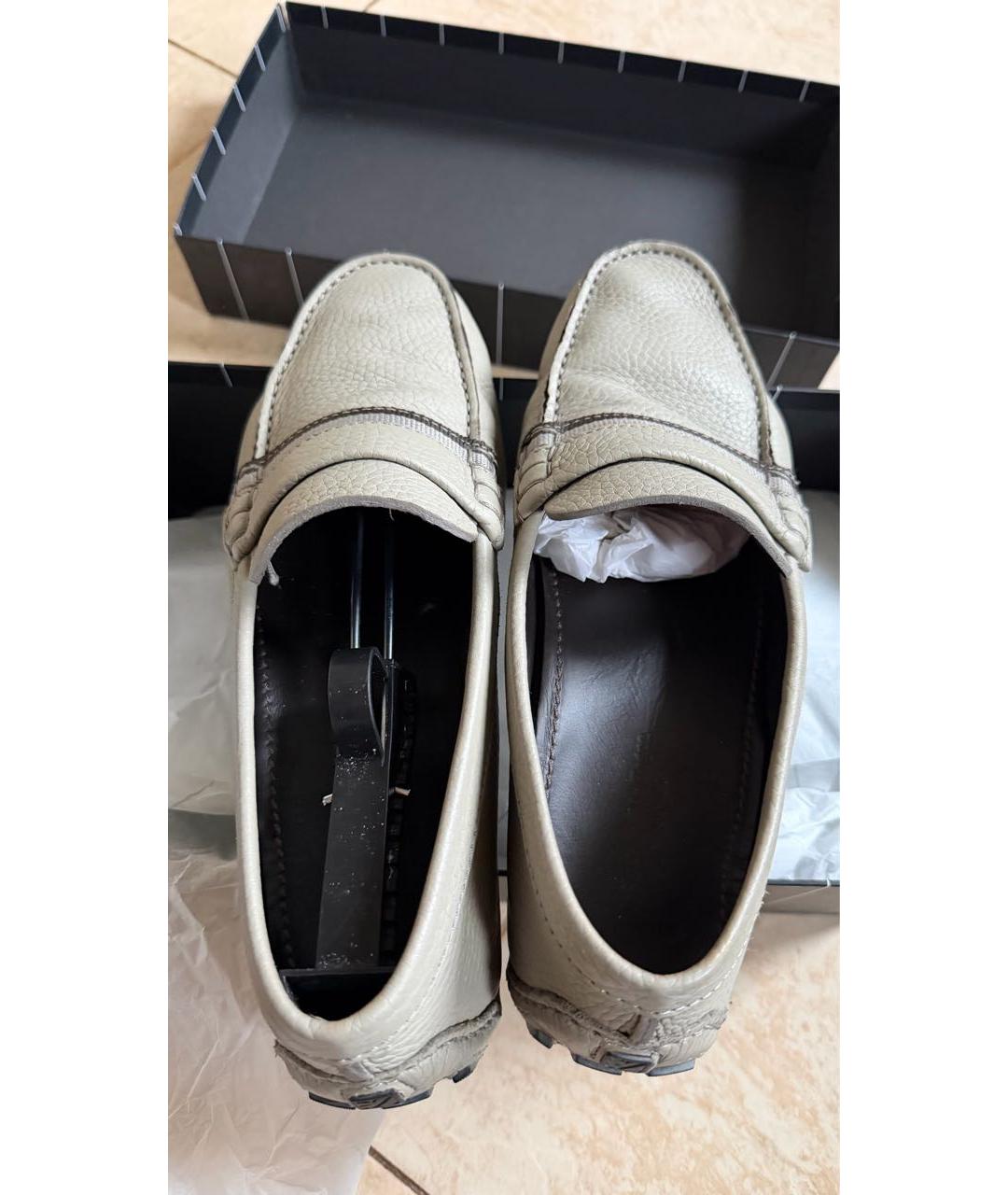 ERMENEGILDO ZEGNA XXX Бежевые кожаные мокасины, фото 3
