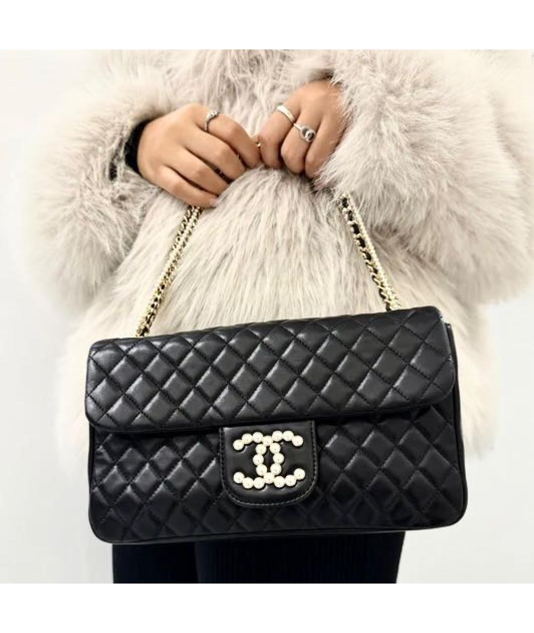 CHANEL Черная кожаная сумка через плечо, фото 6