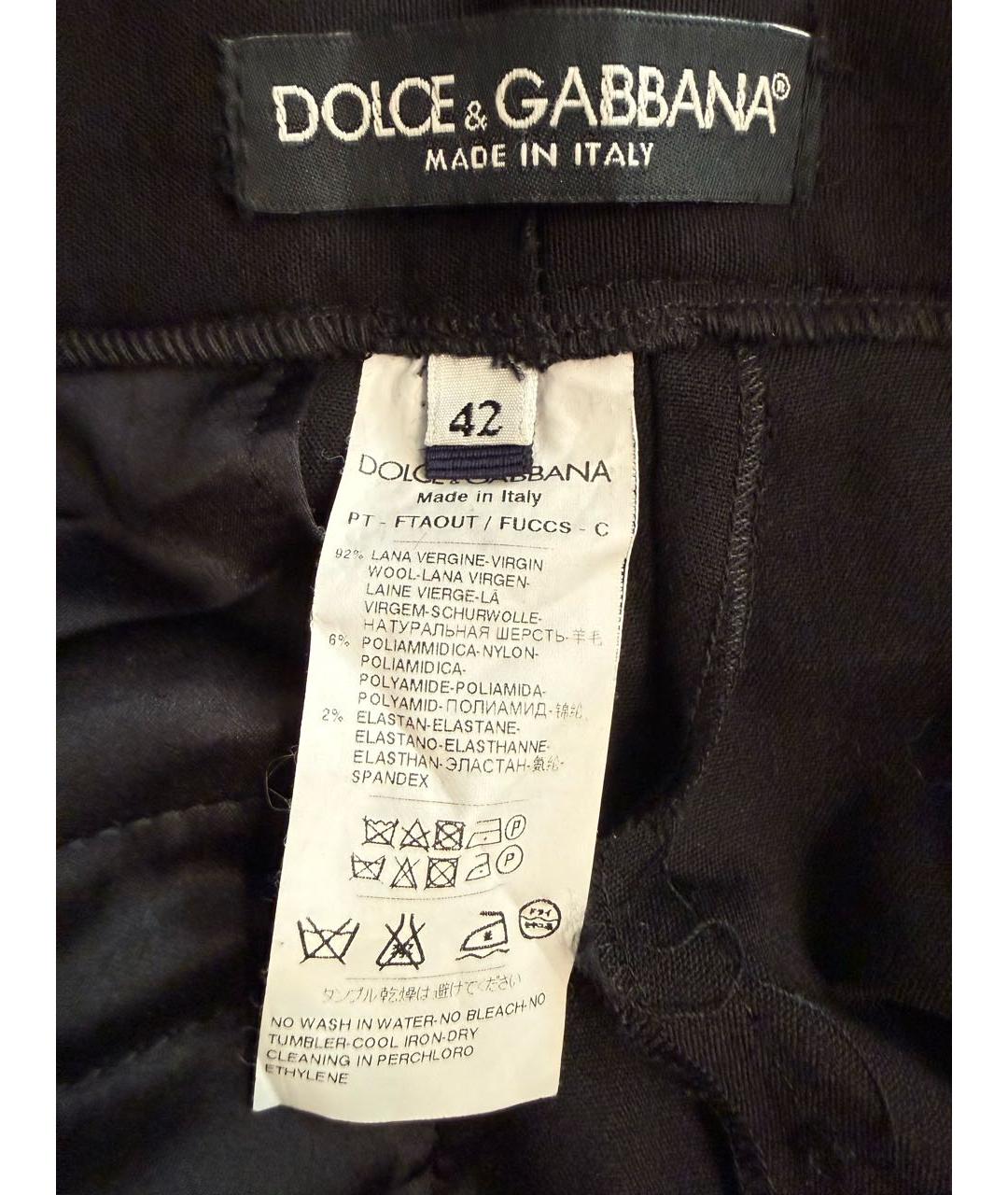 DOLCE&GABBANA Черные шерстяные прямые брюки, фото 3