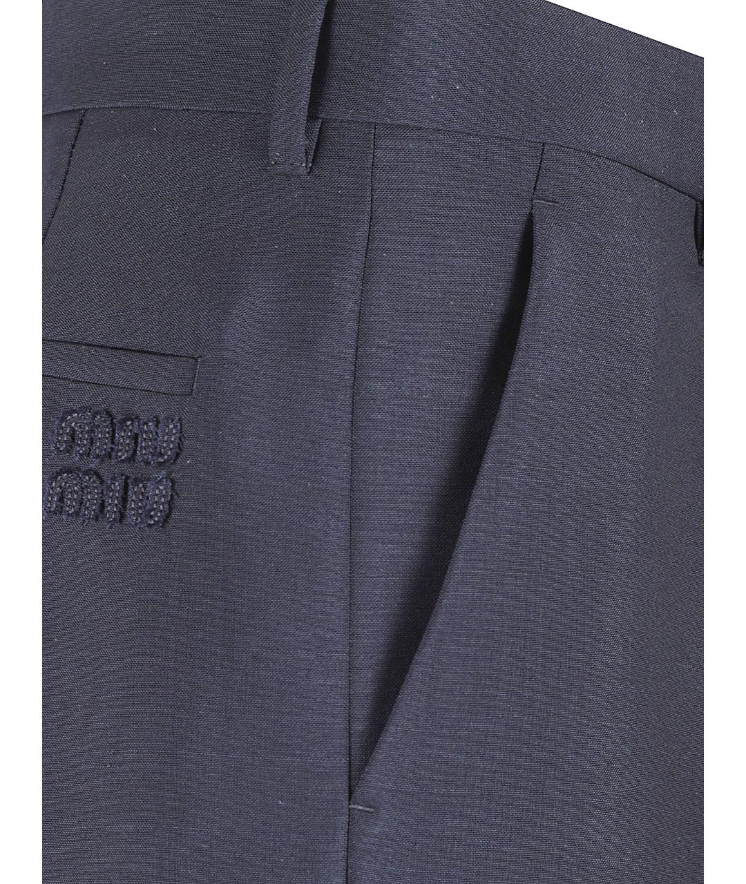 MIU MIU Серые шерстяные прямые брюки, фото 2