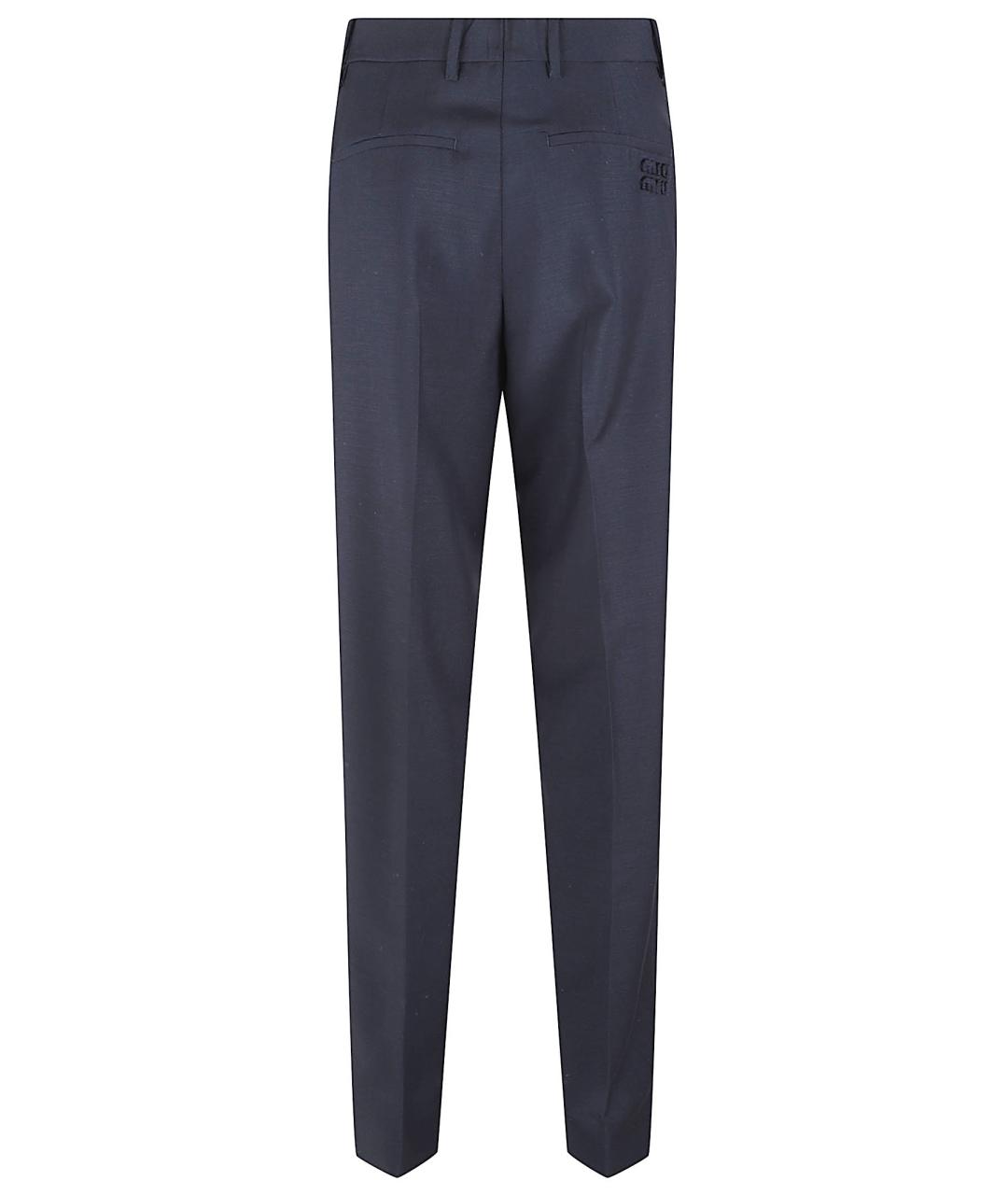 MIU MIU Серые шерстяные прямые брюки, фото 3