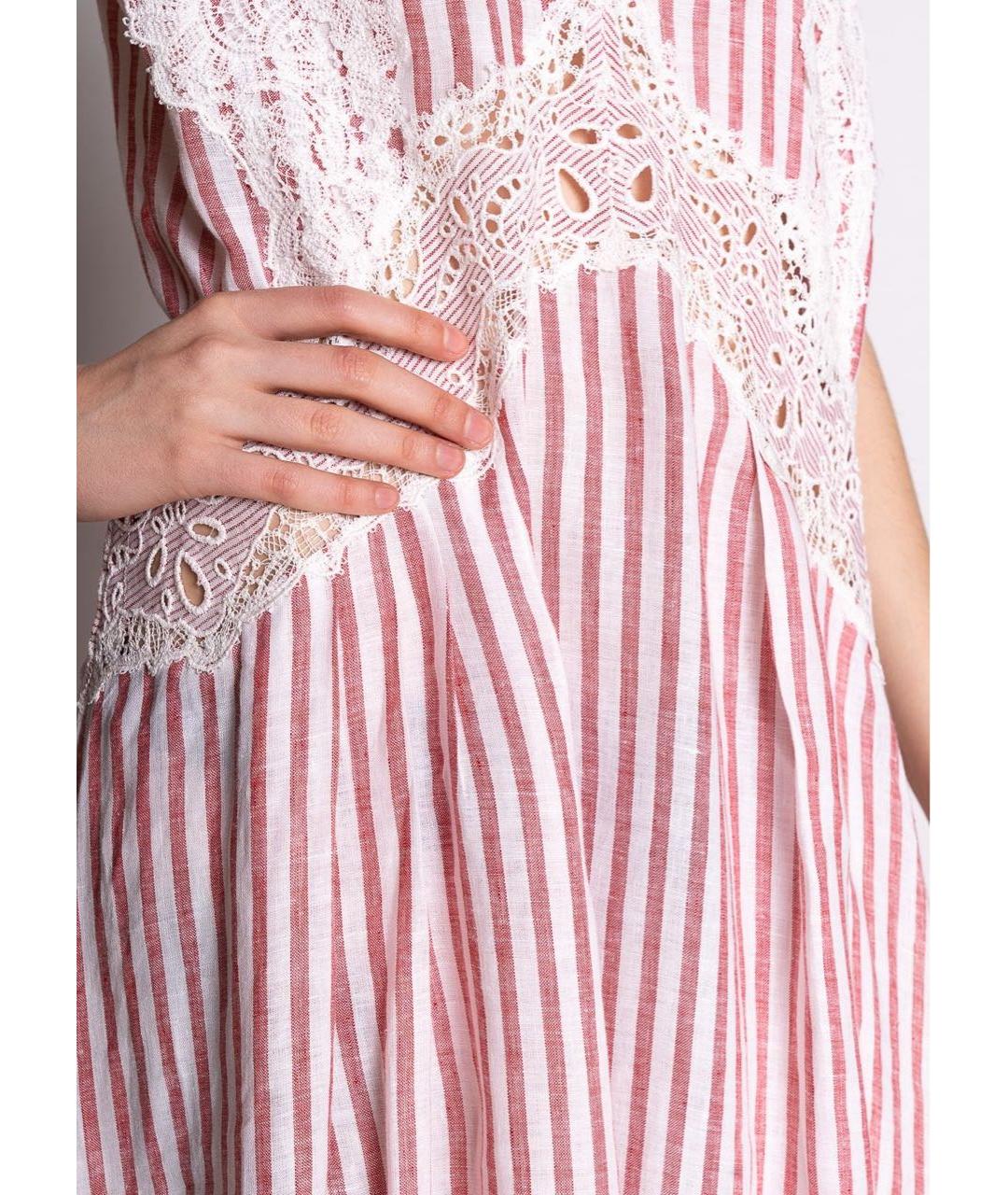 ERMANNO SCERVINO Красное льняное коктейльное платье, фото 4