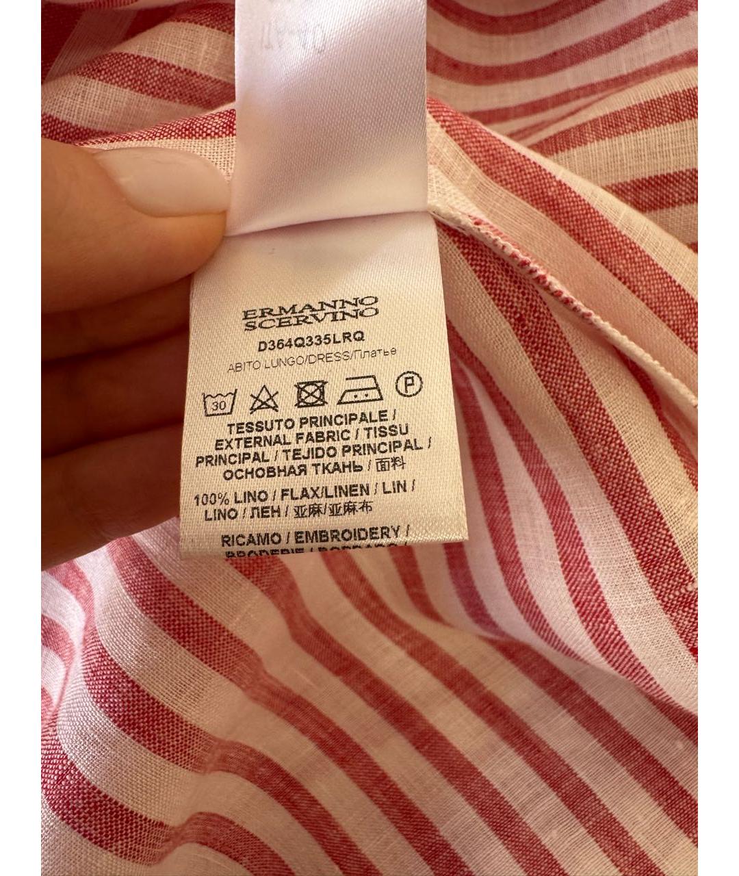 ERMANNO SCERVINO Красное льняное коктейльное платье, фото 8