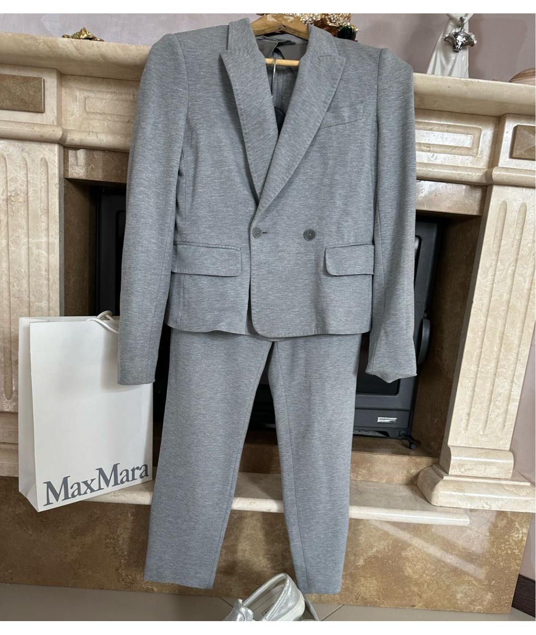 MAX MARA Серый вискозный костюм с брюками, фото 5