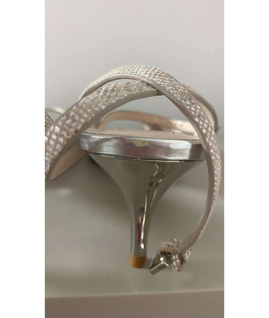 GIORGIO BRATO Серебряные кожаные босоножки, фото 8