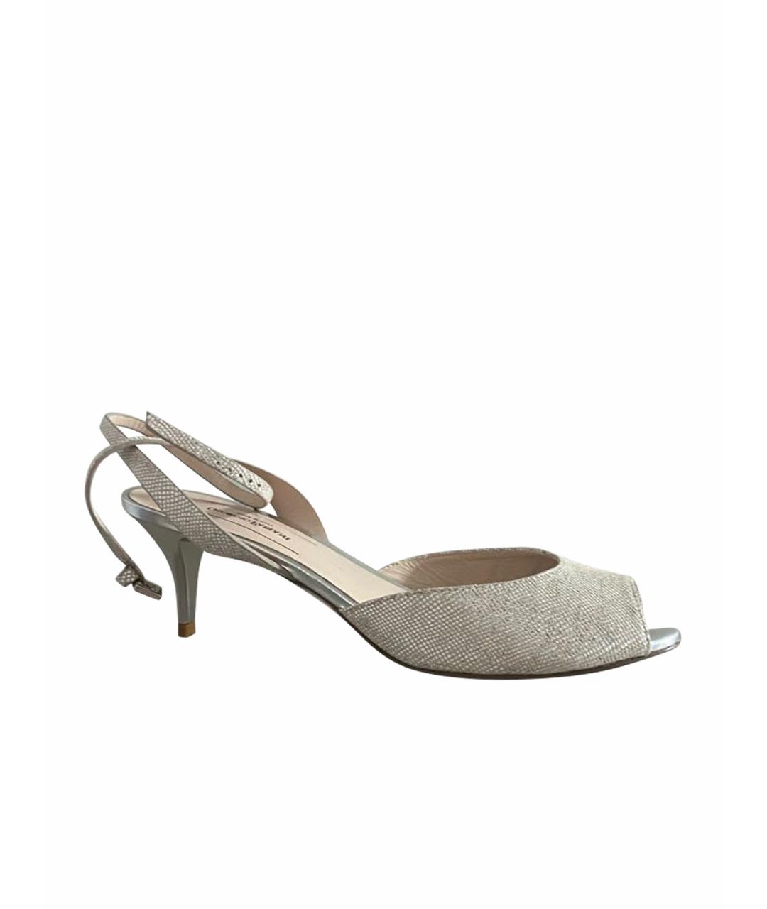 GIORGIO BRATO Серебряные кожаные босоножки, фото 1