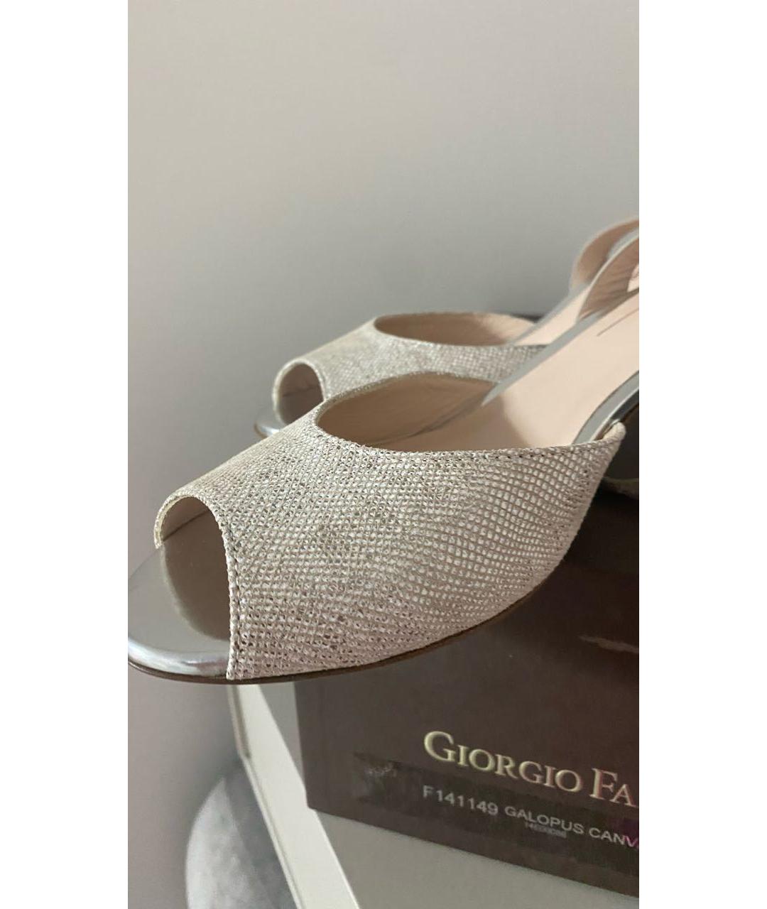 GIORGIO BRATO Серебряные кожаные босоножки, фото 7