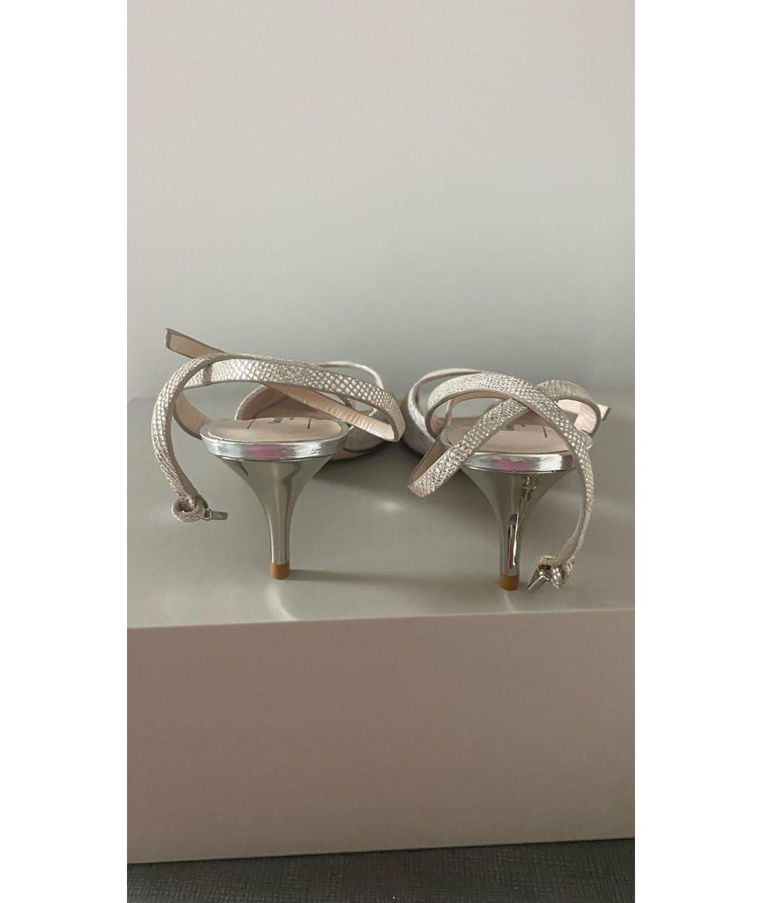 GIORGIO BRATO Серебряные кожаные босоножки, фото 4