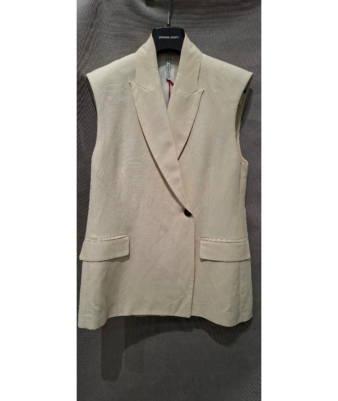 LIVIANA CONTI Бежевый вискозный костюм с брюками, фото 9