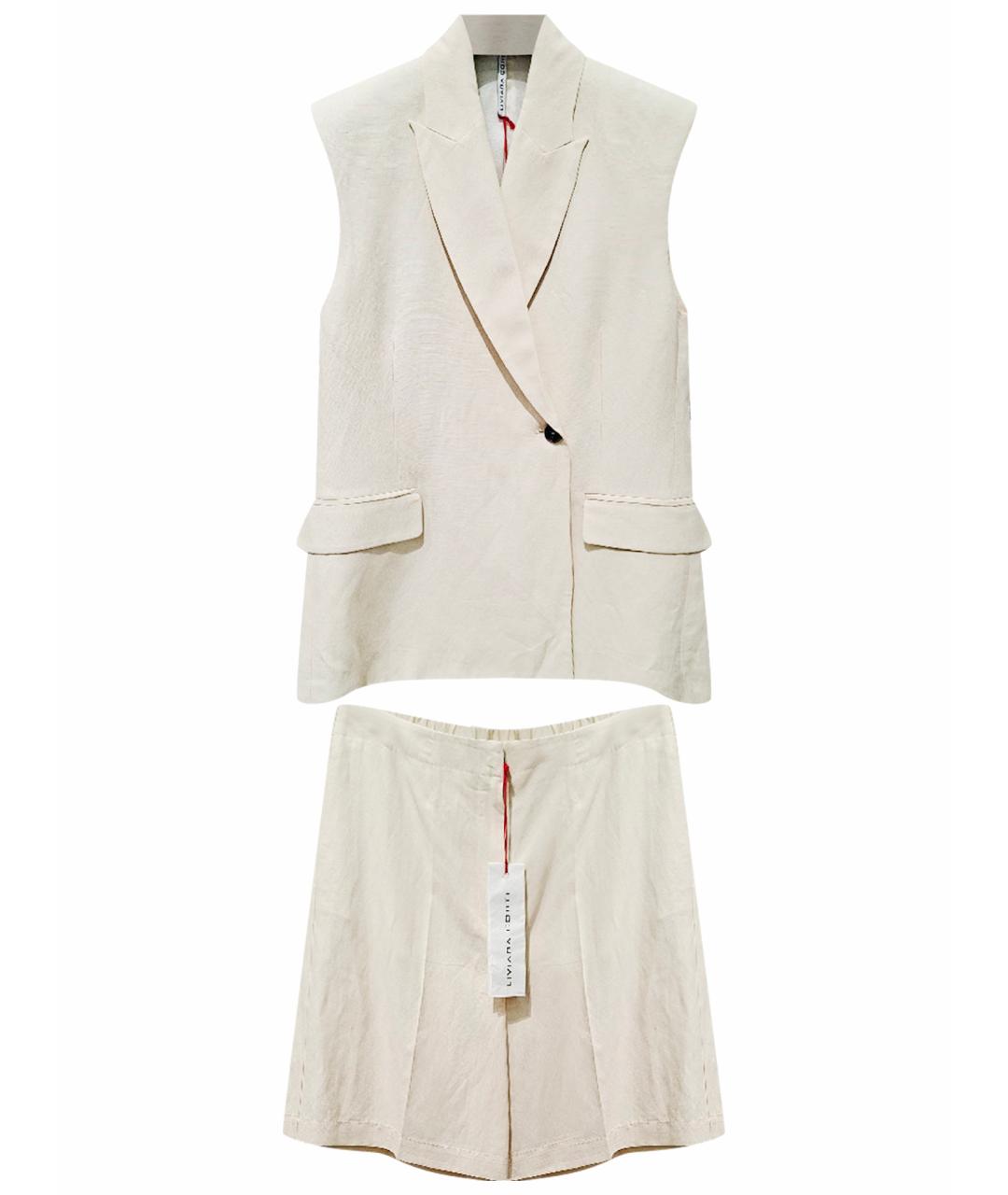 LIVIANA CONTI Бежевый вискозный костюм с брюками, фото 1