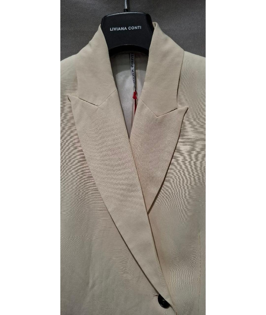 LIVIANA CONTI Бежевый вискозный костюм с брюками, фото 7