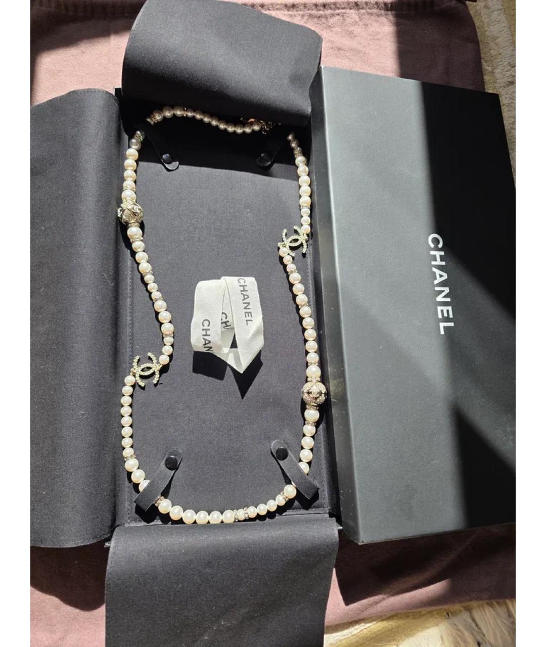 CHANEL Белое жемчужное колье, фото 2