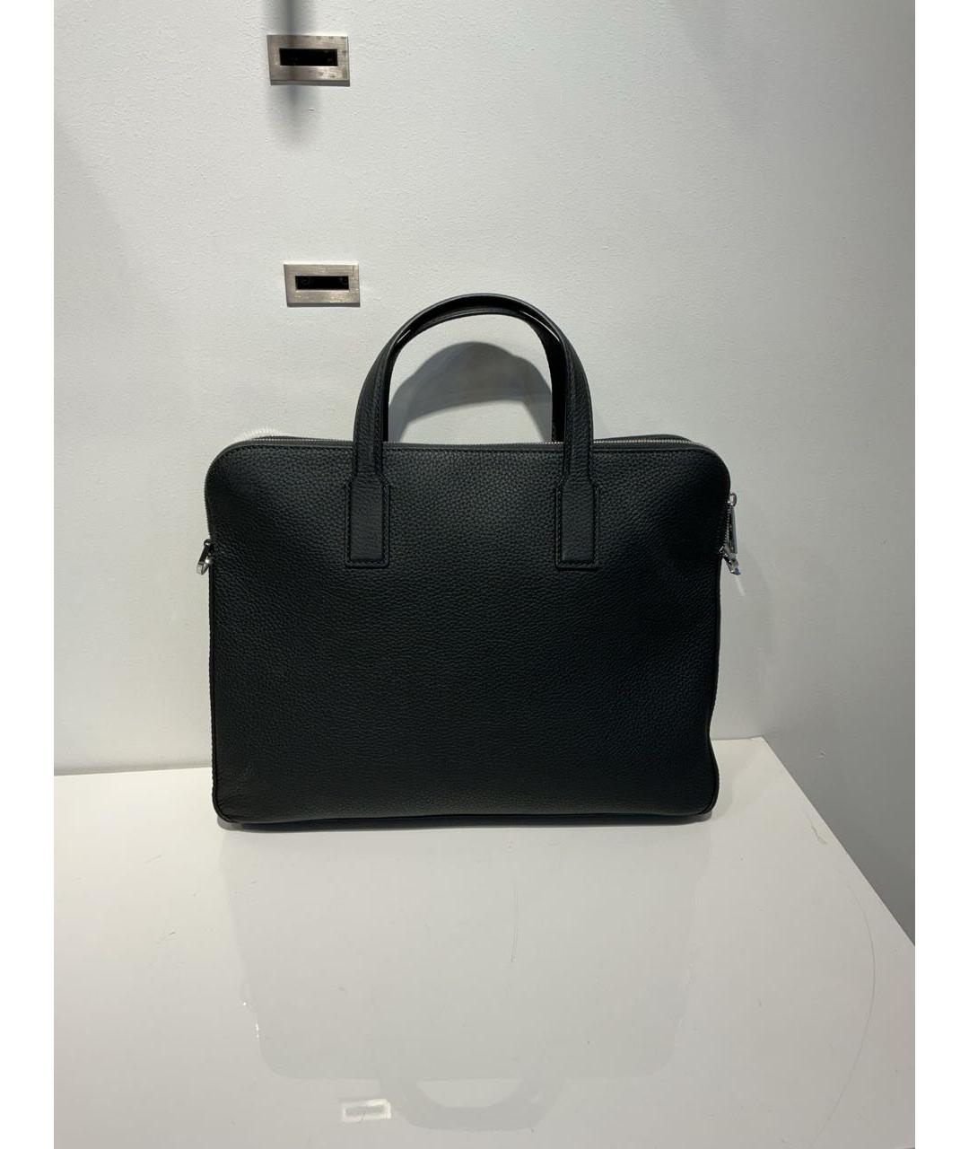 HUGO BOSS Черный кожаный портфель, фото 3