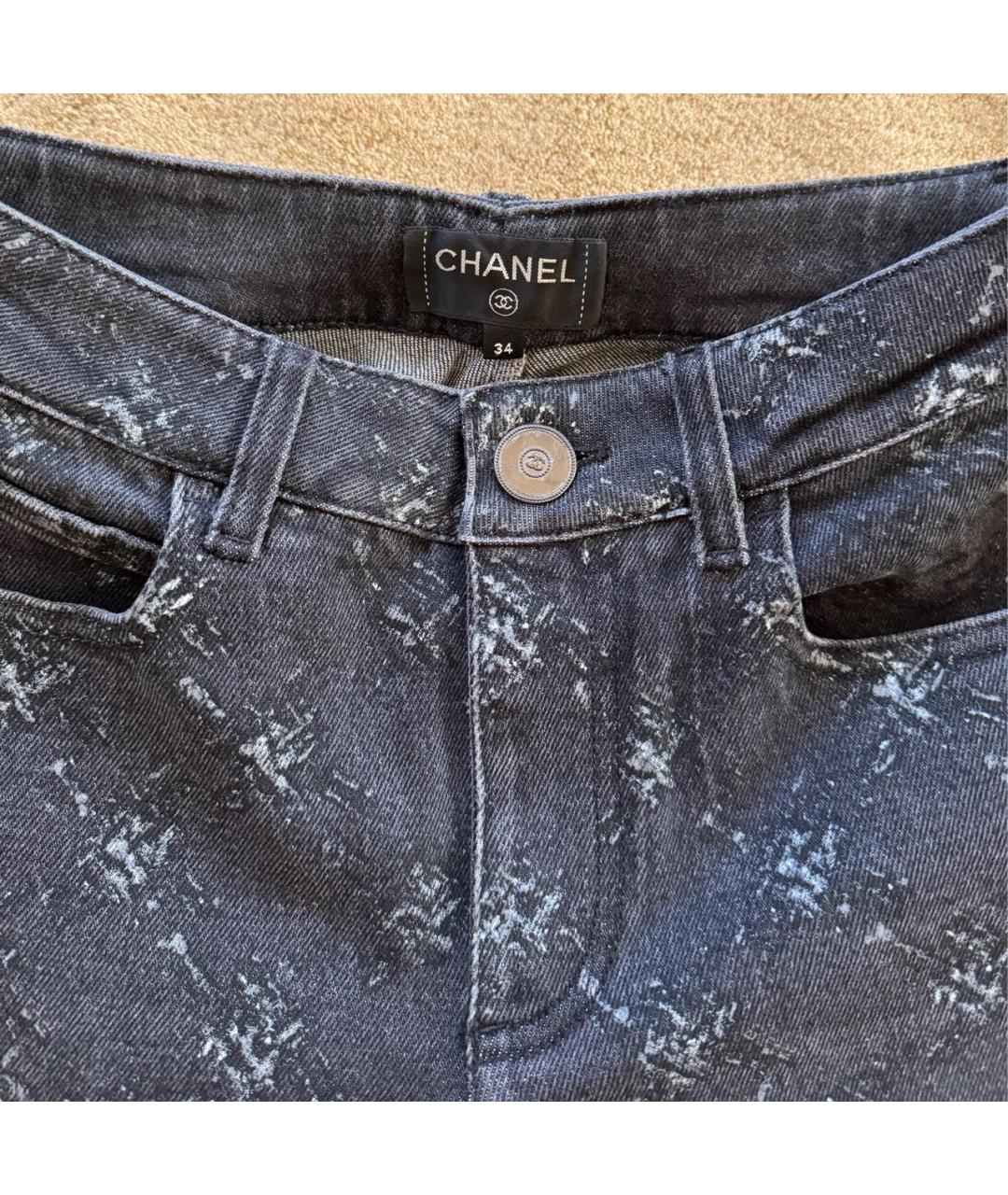 CHANEL Серые хлопко-эластановые джинсы слим, фото 3