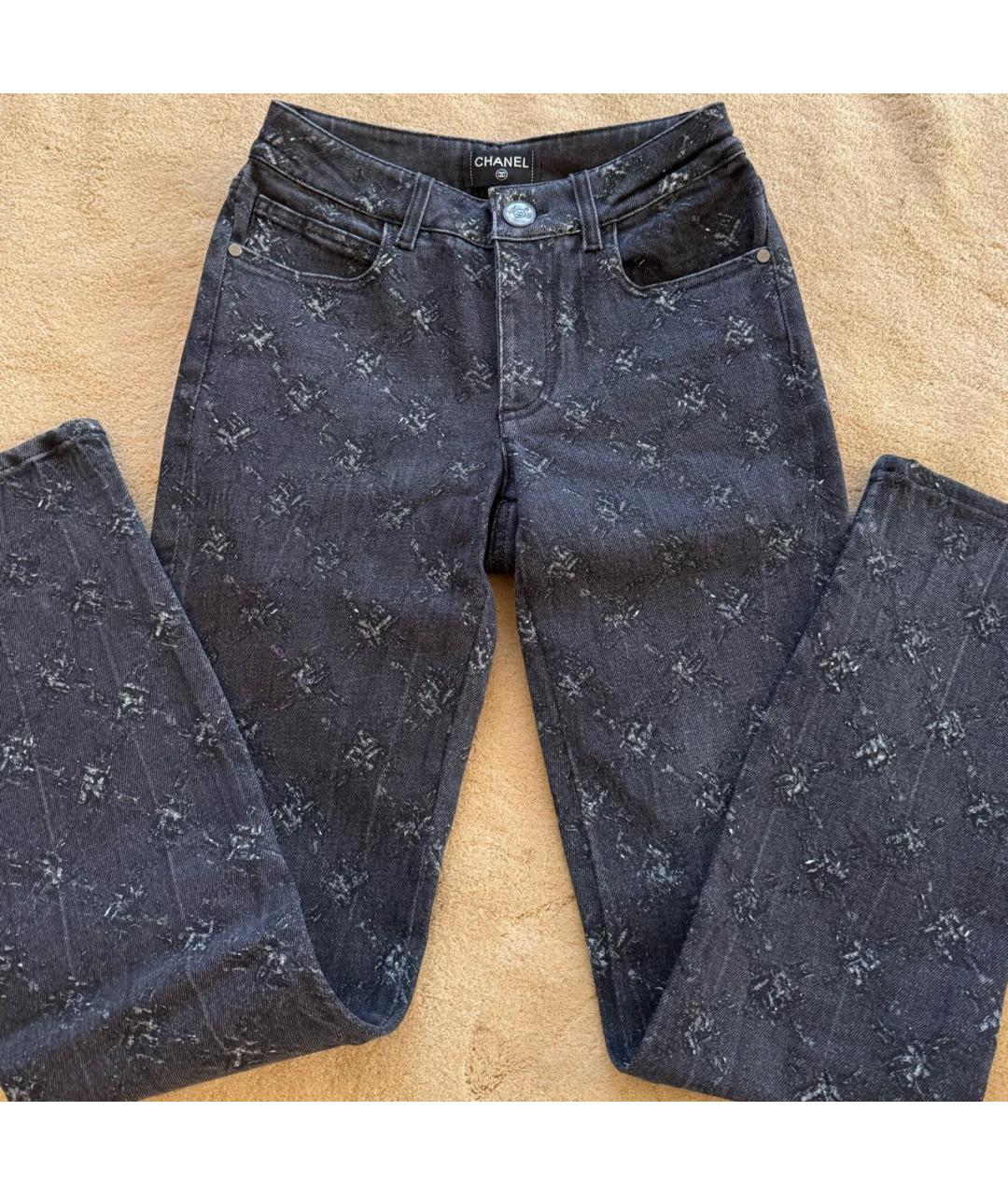 CHANEL Серые хлопко-эластановые джинсы слим, фото 5
