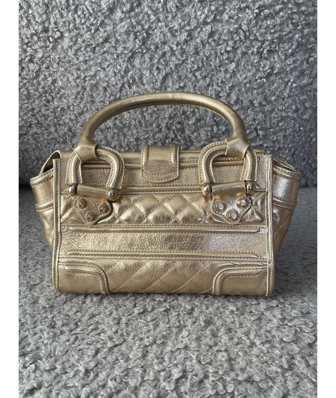 BURBERRY Золотая кожаная сумка с короткими ручками, фото 2
